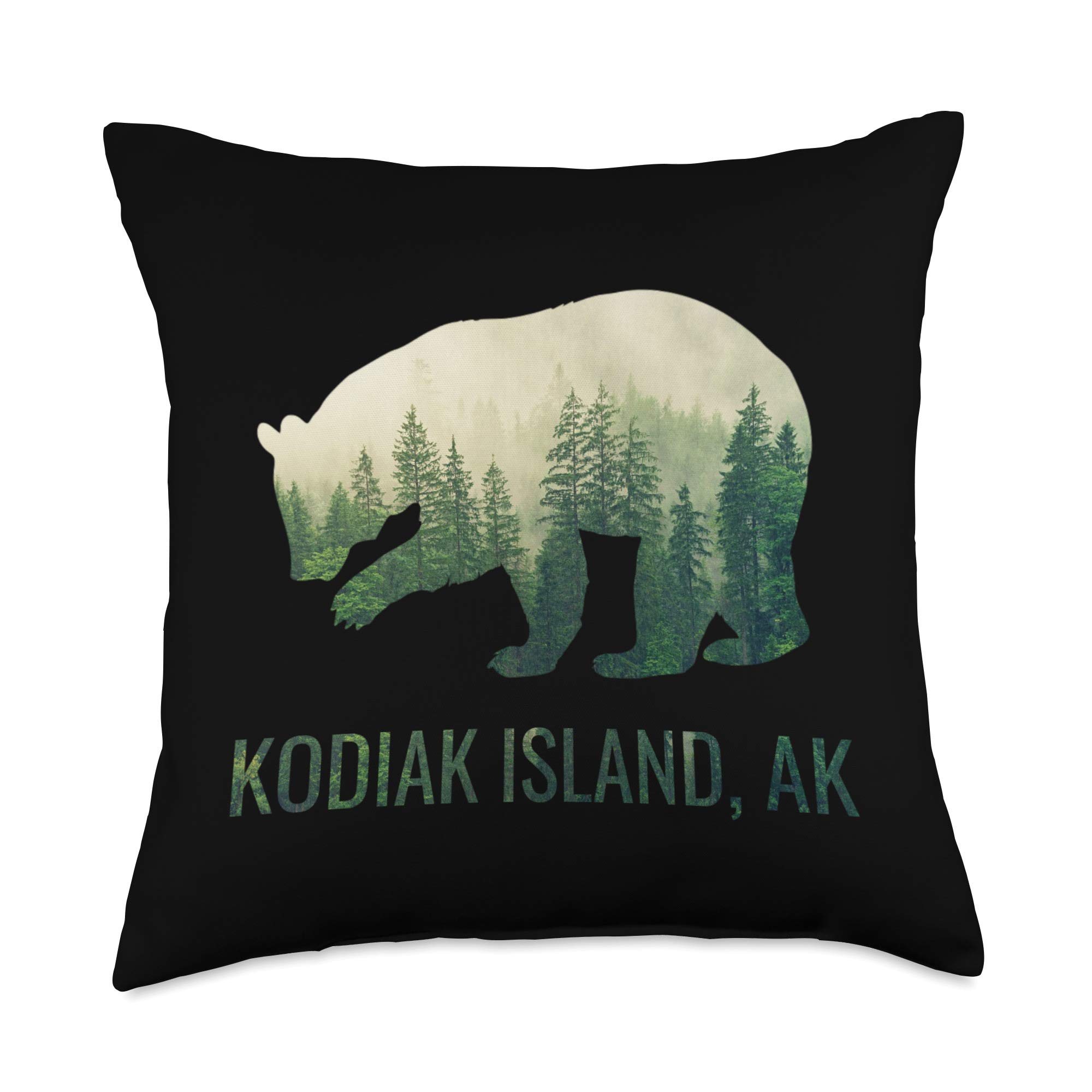 Kodiak Island SE Alaskan Wild Grizzly Bear Nature Lover Throw Pillow 18x18 Inch - Multicolor Wildlife Decor for Living Room, Bedroom & Cabin