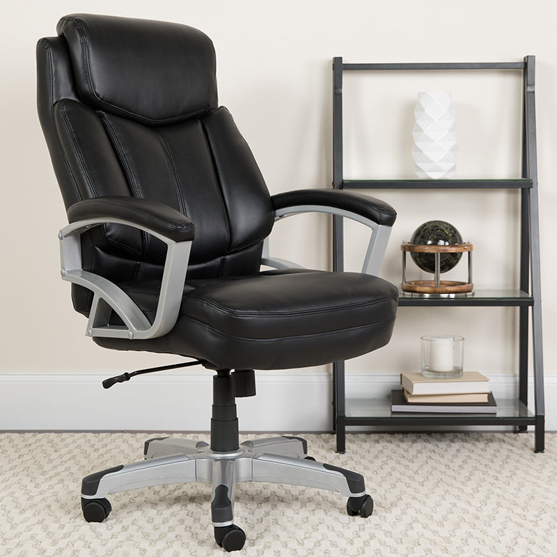 FLASH HERCULES Series Big & Tall 500 lb. Capacity Black Fabric Executive Swivel Ergonomic Office Chair with Adjustable Arms - Perfect for Home Office, Gaming, and Heavy-Duty Workspaces