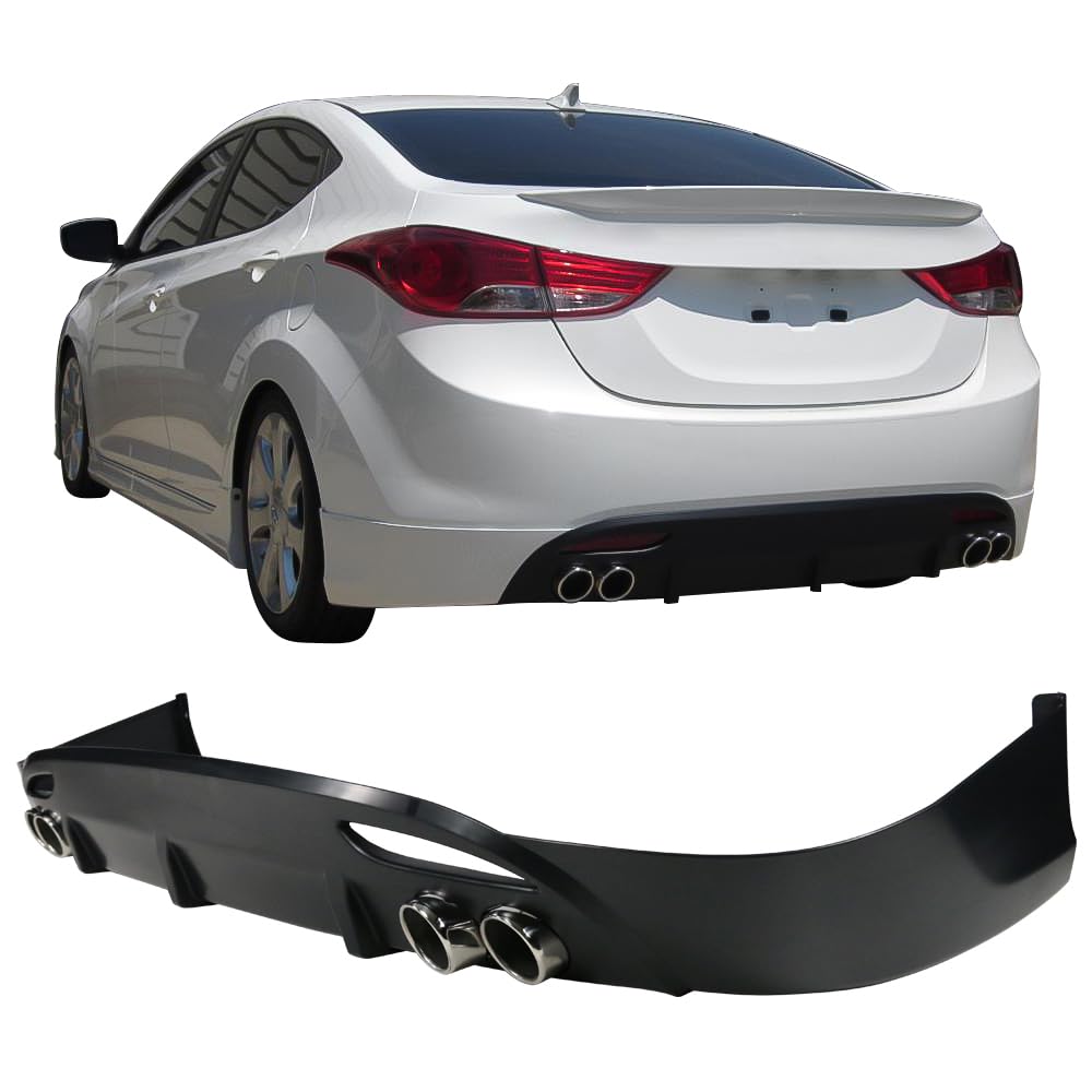 IKON MOTORSPORTS Rear Bumper Lip Spoiler for 2010-2014 Hyundai Elantra 4-Door Sedan | Factory Style PP Black Rear Splitter | Enhances Aerodynamics & Sporty Look | Perfect for Car Enthusiasts & Street Racing
