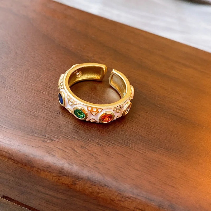 Evil Eye Bohemian Enamel Thumb Ring for Women | Turkish Nazar Boncuk Protection Jewelry | Handmade Silver Plated Statement Ring for Good Luck, Spiritual Protection & Fashion Accessories | Perfect for Boho Chic, Festival & Everyday Wear