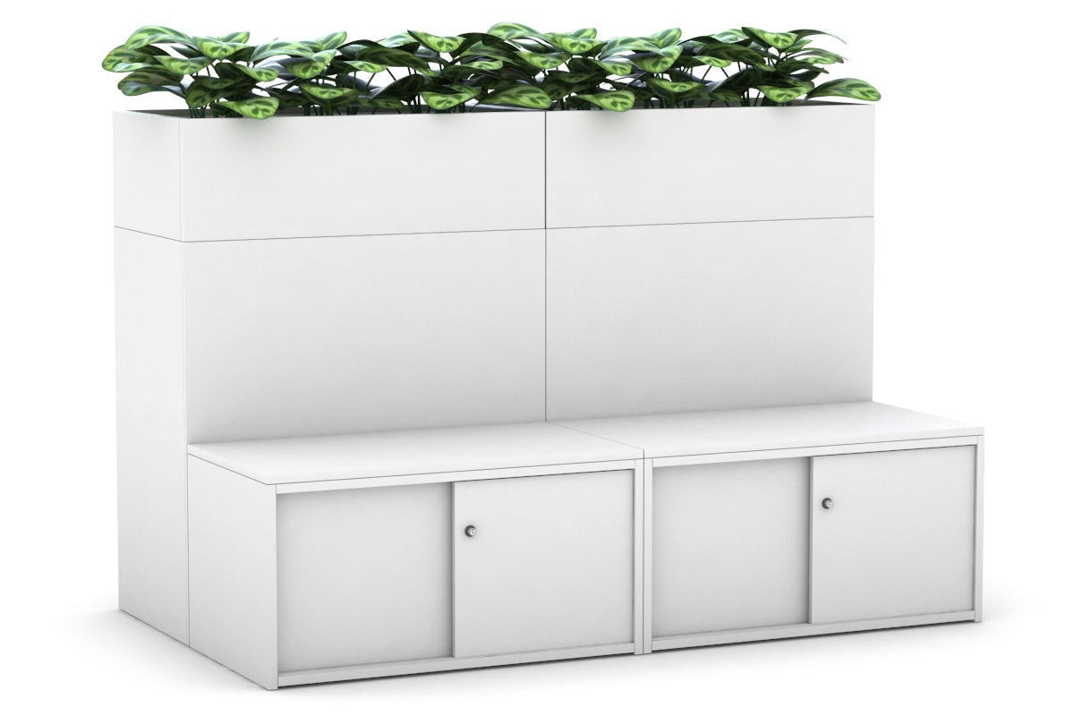 8-Door Booth Seat with Planter Box - Silver Handle for Restaurants, Cafes & Outdoor Dining Areas
