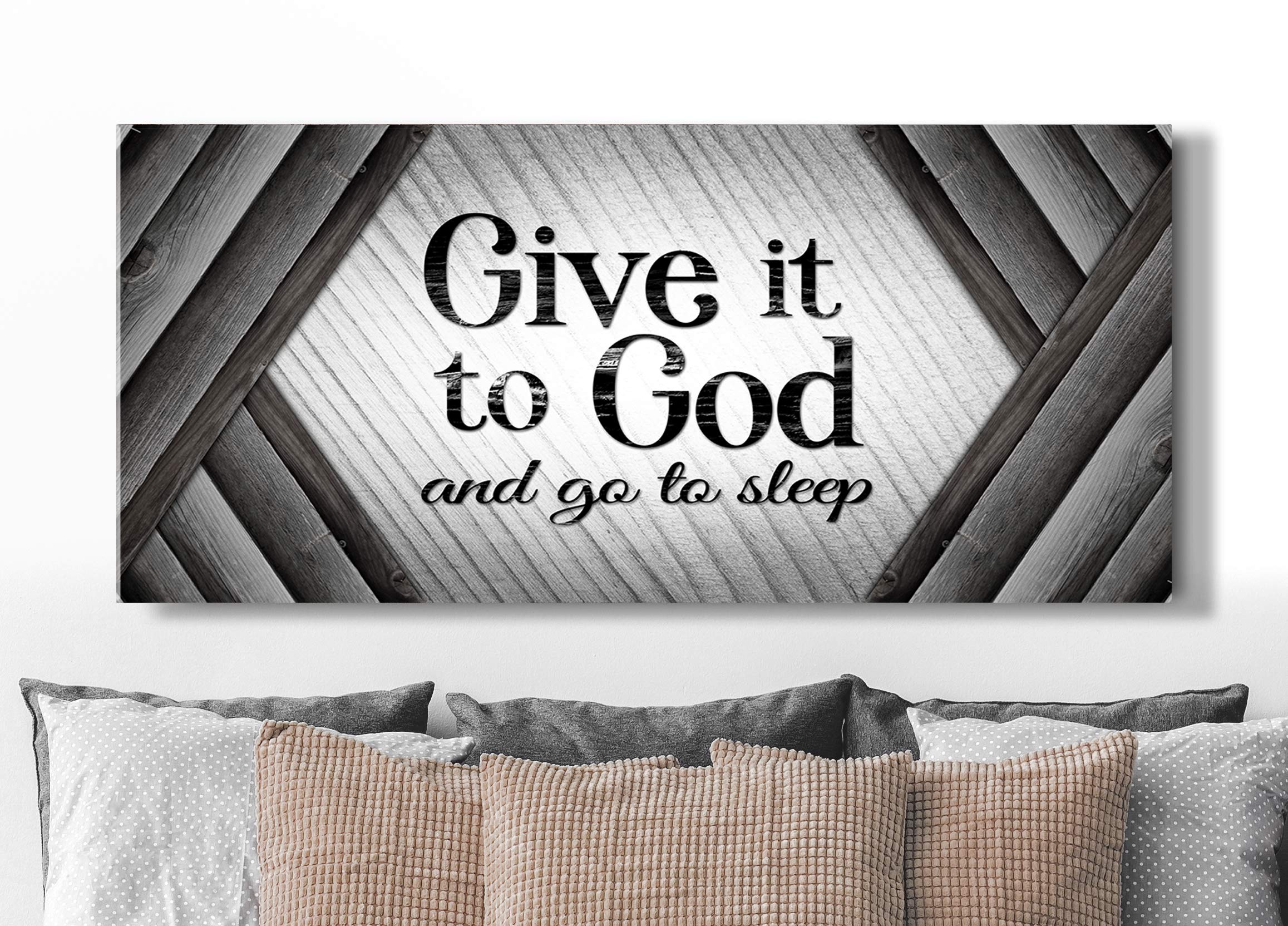 Christian Wall Art - Give It to God Sign for Bedroom & Farmhouse Decor