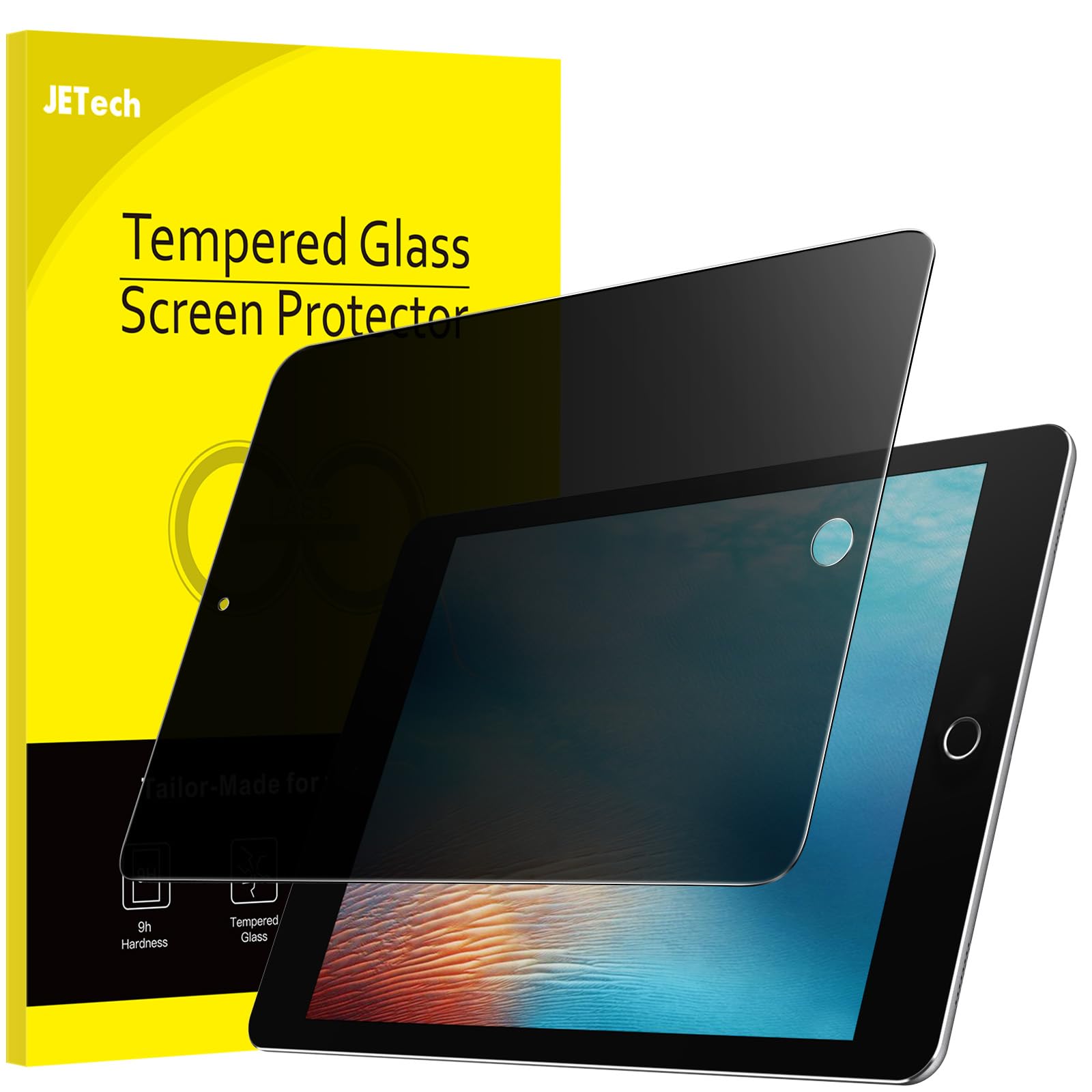 JETech Privacy Screen Protector for iPad 9.7-Inch (2018/2017 Model, 6th/5th Gen), iPad Air 2/1, iPad Pro 9.7 - Anti-Spy Tempered Glass Film - Perfect for Office, Travel & Public Use