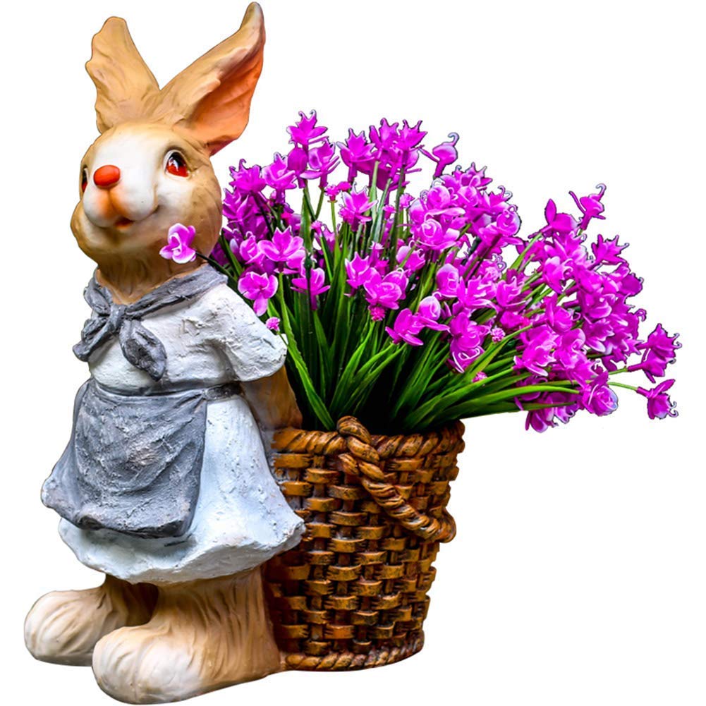 Unique Resin Rabbit Statue Planter - Creative Garden Sculpture Flower Pot for Outdoor Decor | Perfect for Patio, Lawn & Garden Decoration