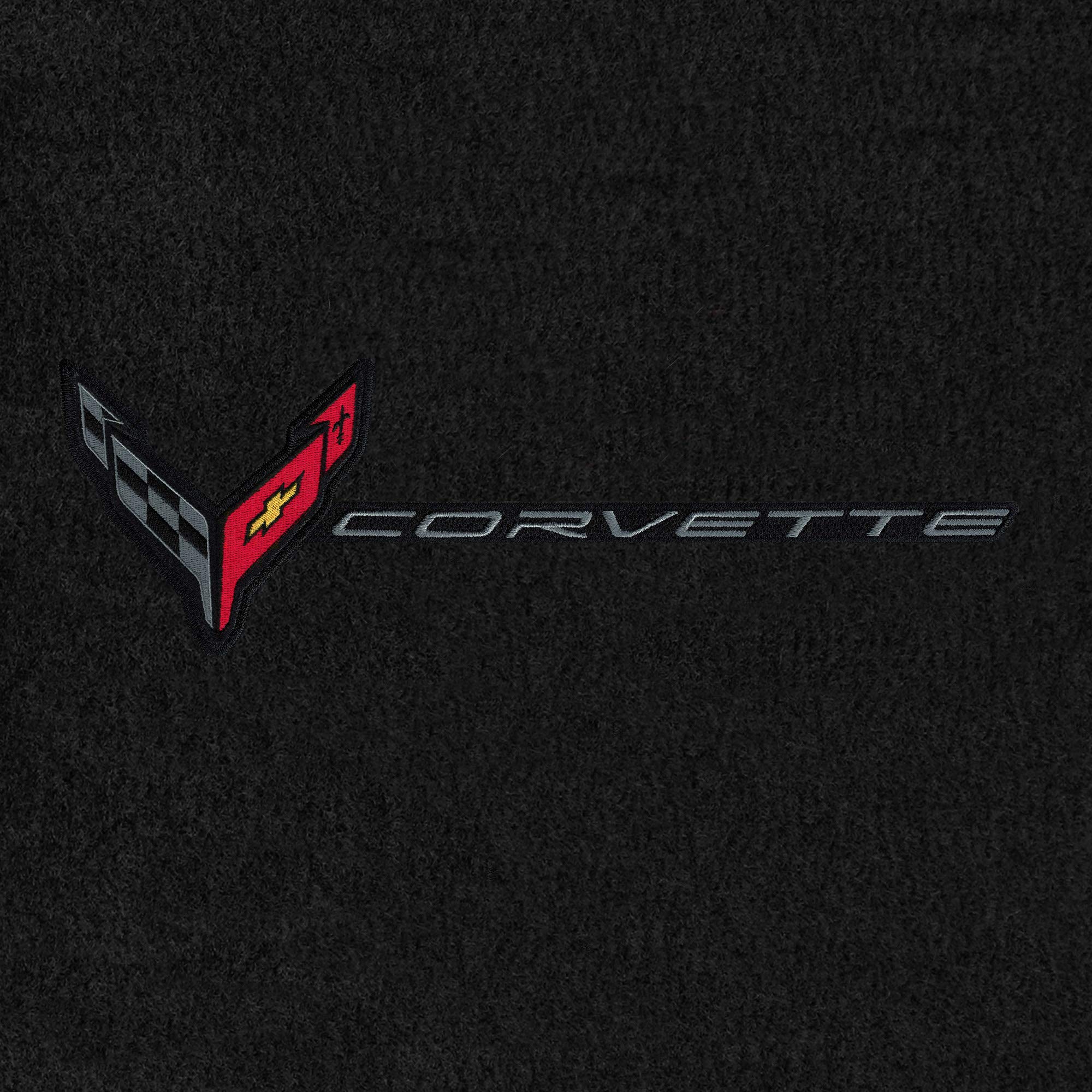 Premium Custom-Fit Carpeted Floor Mats for Corvette C8 2020-2024 - Luxury Car Floor Liners with Carbon Logo (2-Piece Set, Charcoal) | Perfect for Daily Driving & Car Shows