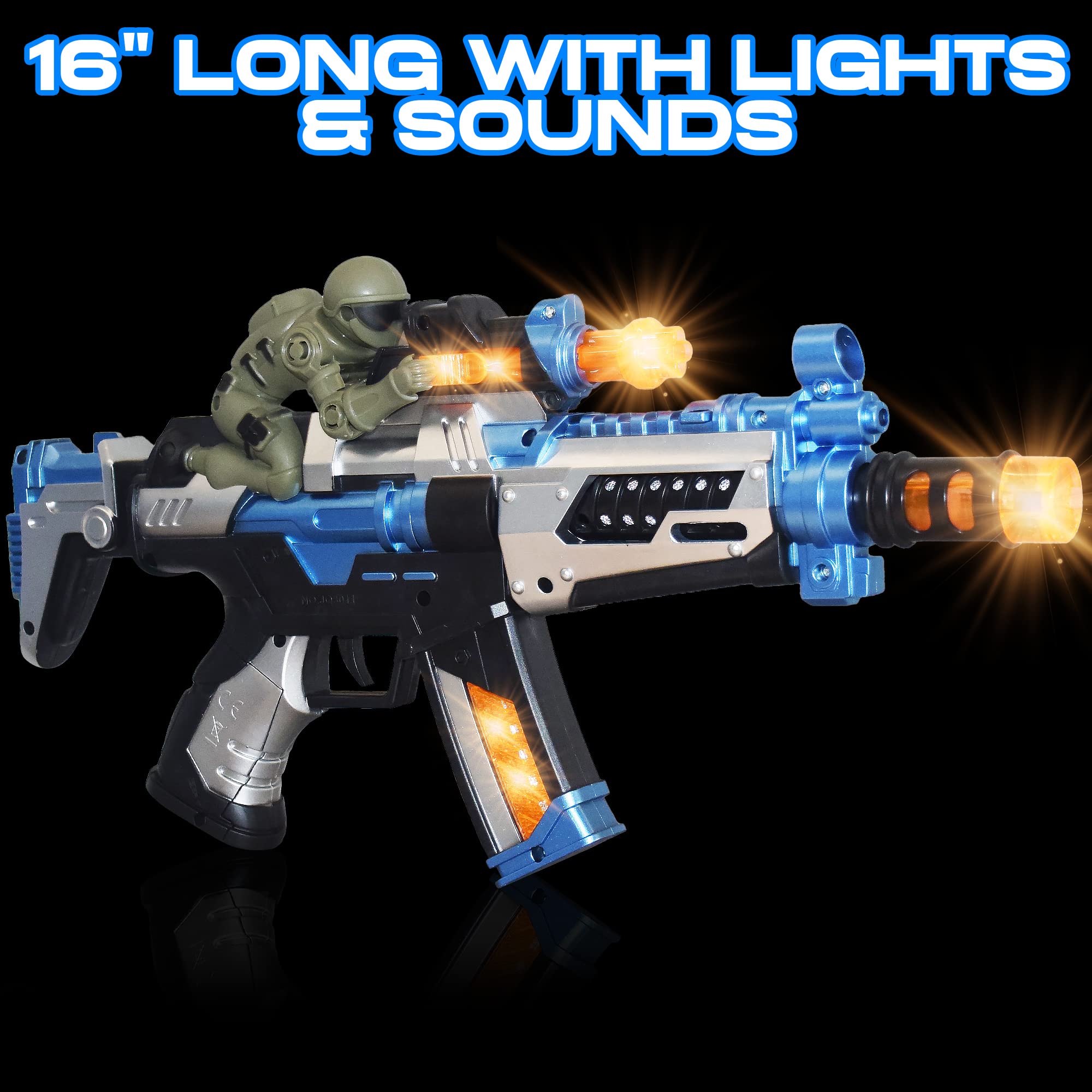 ArtCreativity FuryX Light Up Toy Gun for Kids - 16 Inch LED Blaster with Sound Effects & Vibration Feedback - Cool Light Up Guns for Boys Ages 4-6 - Perfect for Birthday Gifts, Outdoor Play, and Pretend Shooting Games