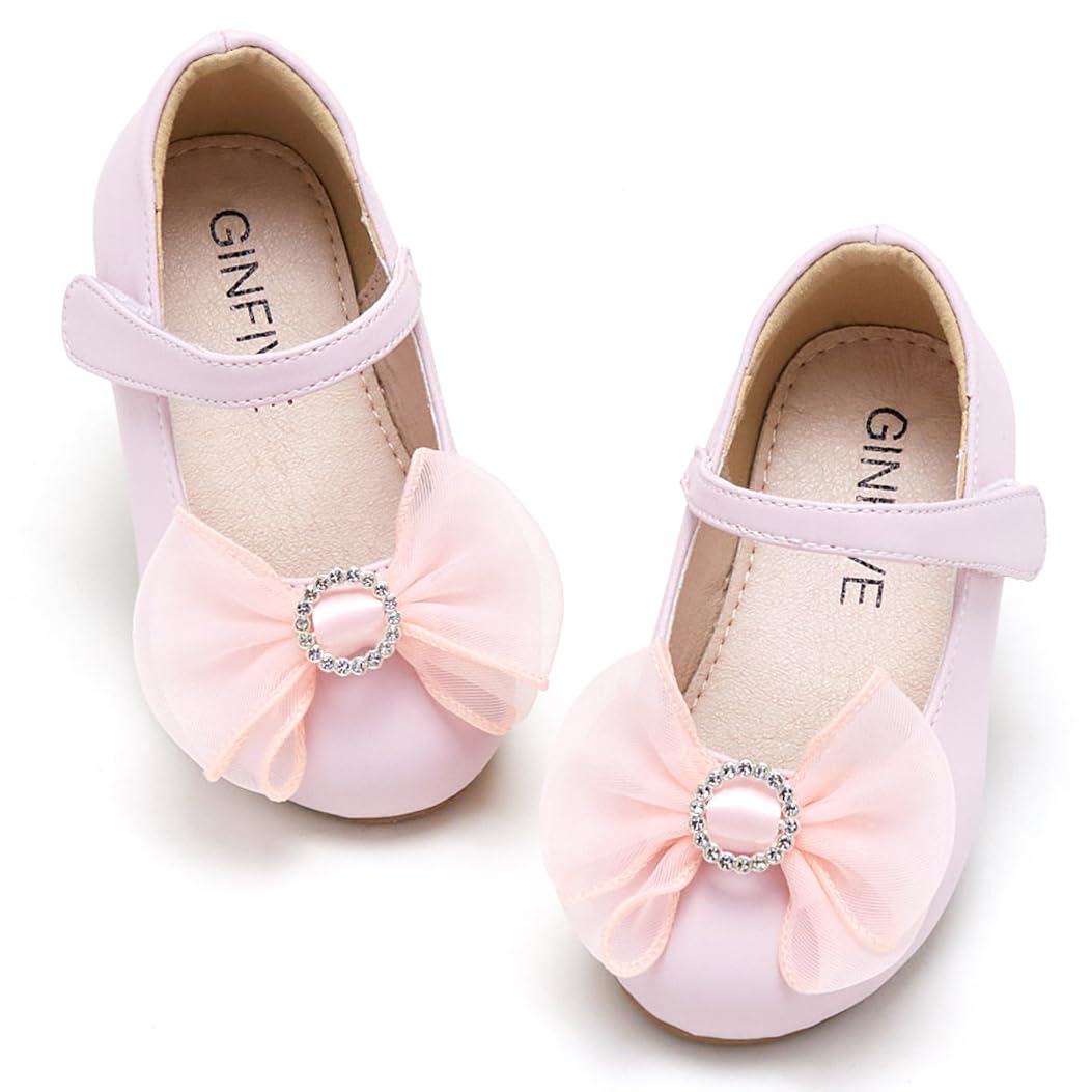 GINFIVE Toddler Girls Dress Shoes - Mary Janes & Ballerina Flats for Little Girls | Comfortable & Stylish for Weddings, Parties & School Events