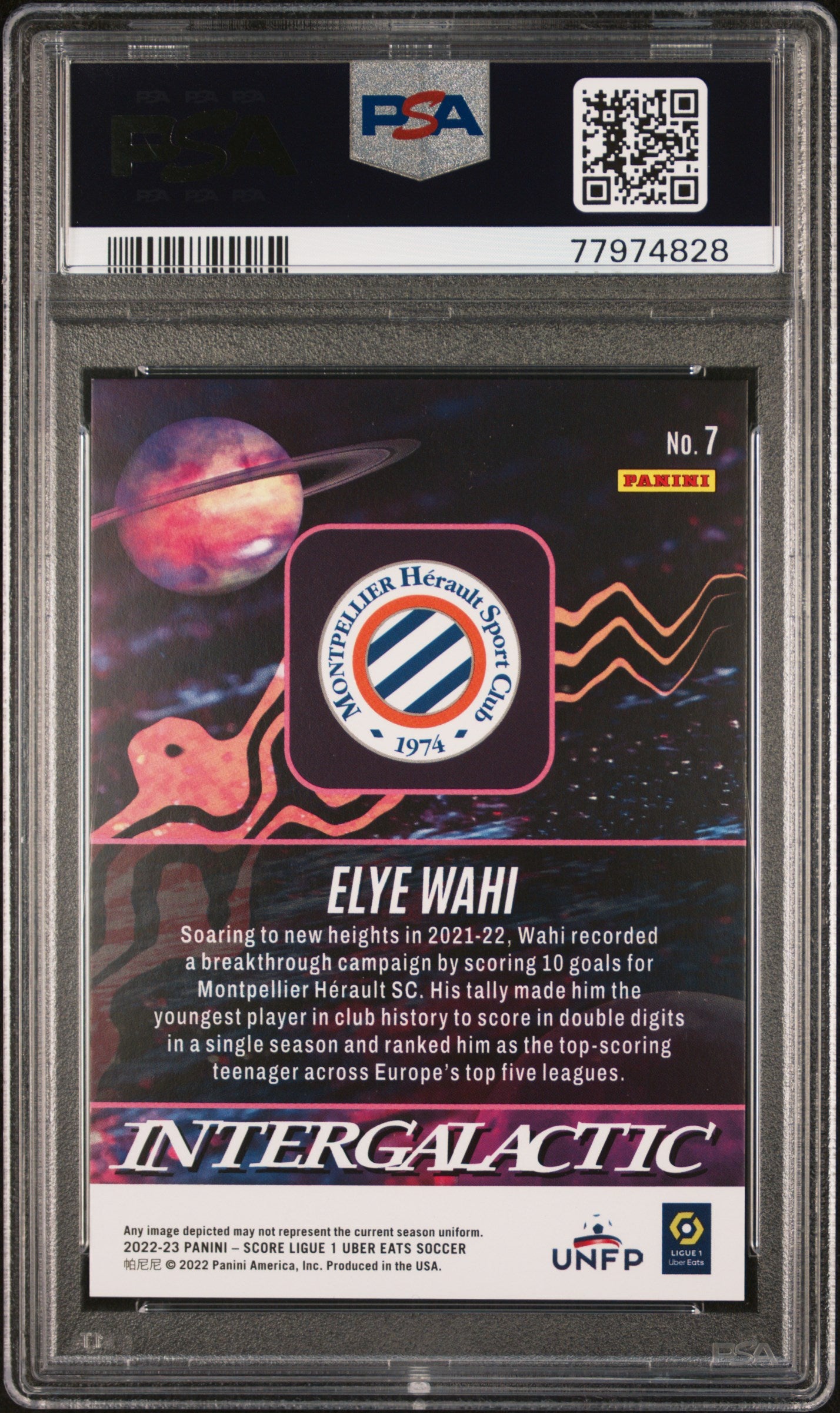 2022 Panini Score Ligue 1 Uber Eats Intergalactic Elye Wahi #7 PSA 9 Mint Condition - Rare Football Trading Card for Collectors & Sports Fans - Perfect for Display, Investment & Fantasy Leagues