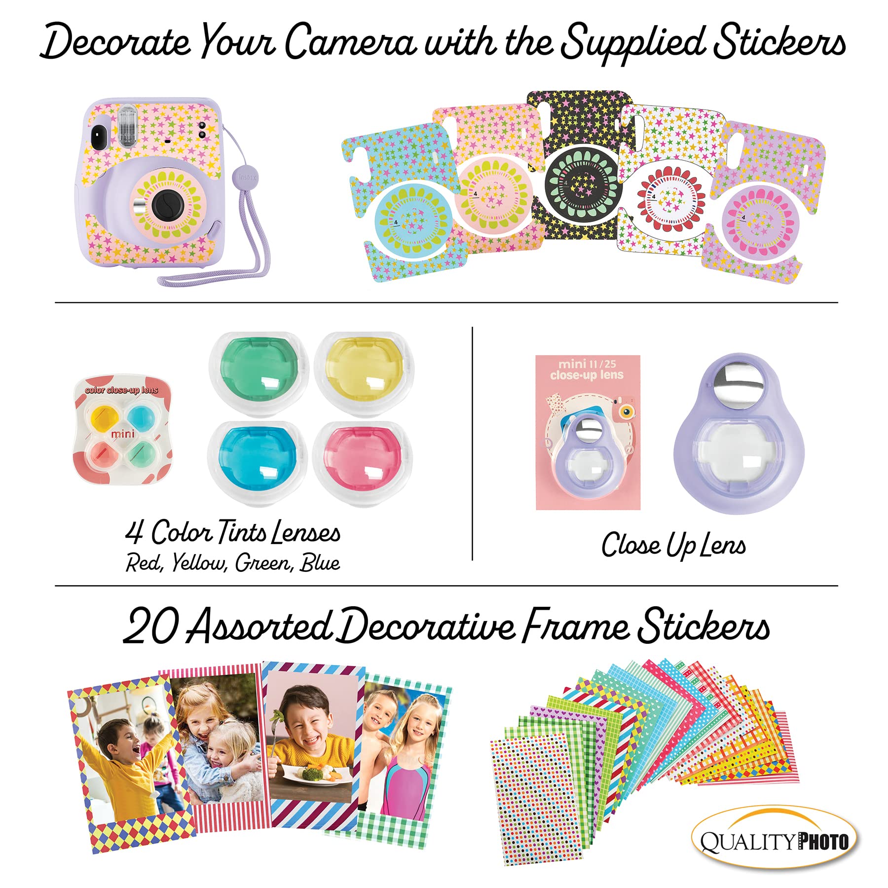 Fujifilm Instax Mini 11 Instant Camera Kit with 60 Films, Case, Stickers, Photo Album & Accessories - Perfect for Parties, Travel & DIY Scrapbooking (Lilac Purple)