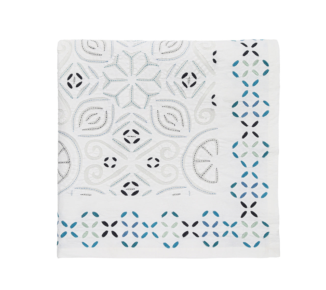 Premium Malta Tablecloth - White & Blue Striped Cotton Table Cover for Dining Room, Kitchen, and Outdoor Picnics