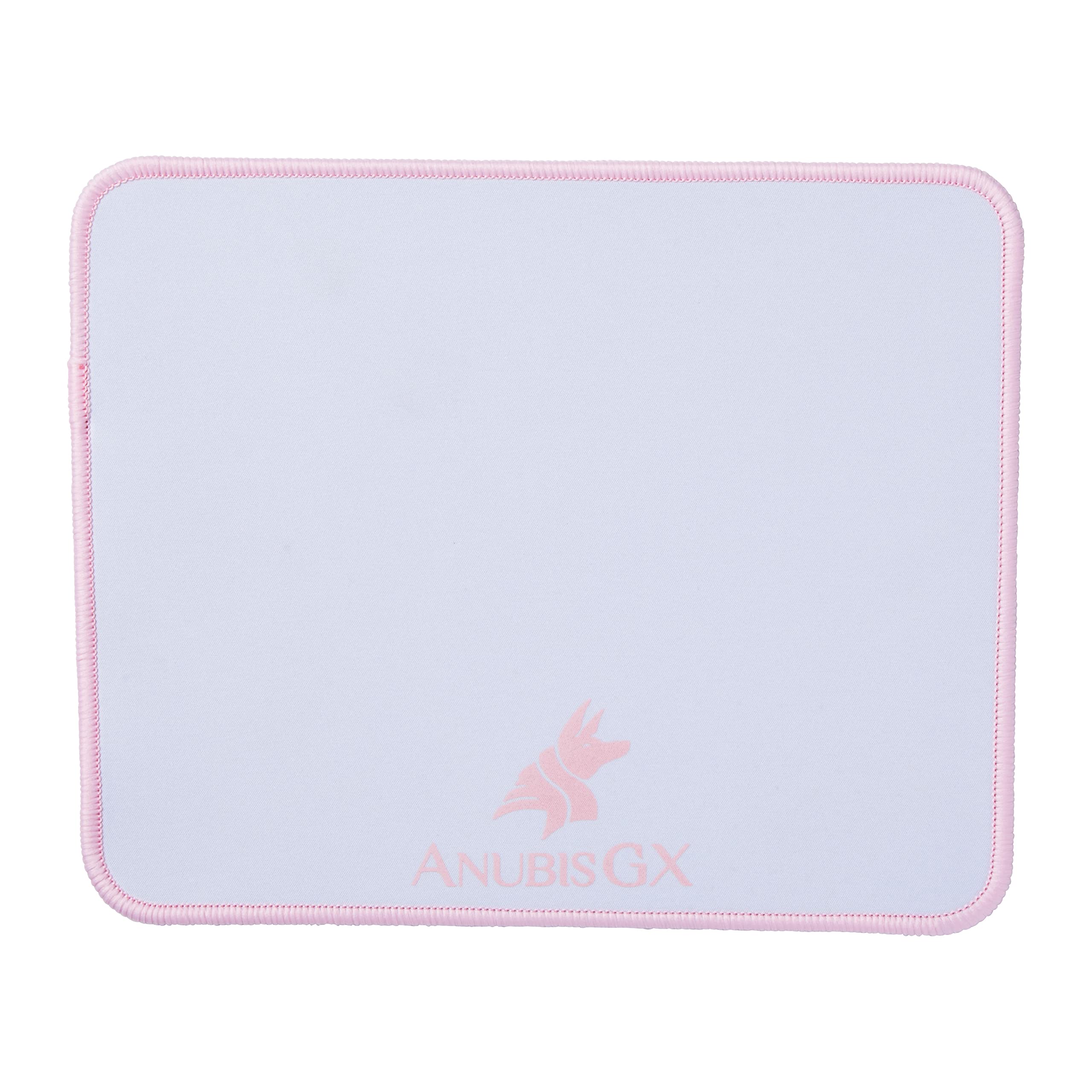 ANUBISGX Series Pink Gaming Mouse Pad - Small 8x10 Inch, Waterproof Non-Slip Desk Mat with Light Pink Stitching | Premium Kawaii Gamer Mousepad for PC, Laptop, Office & Gaming Setup (White & Pink Design)