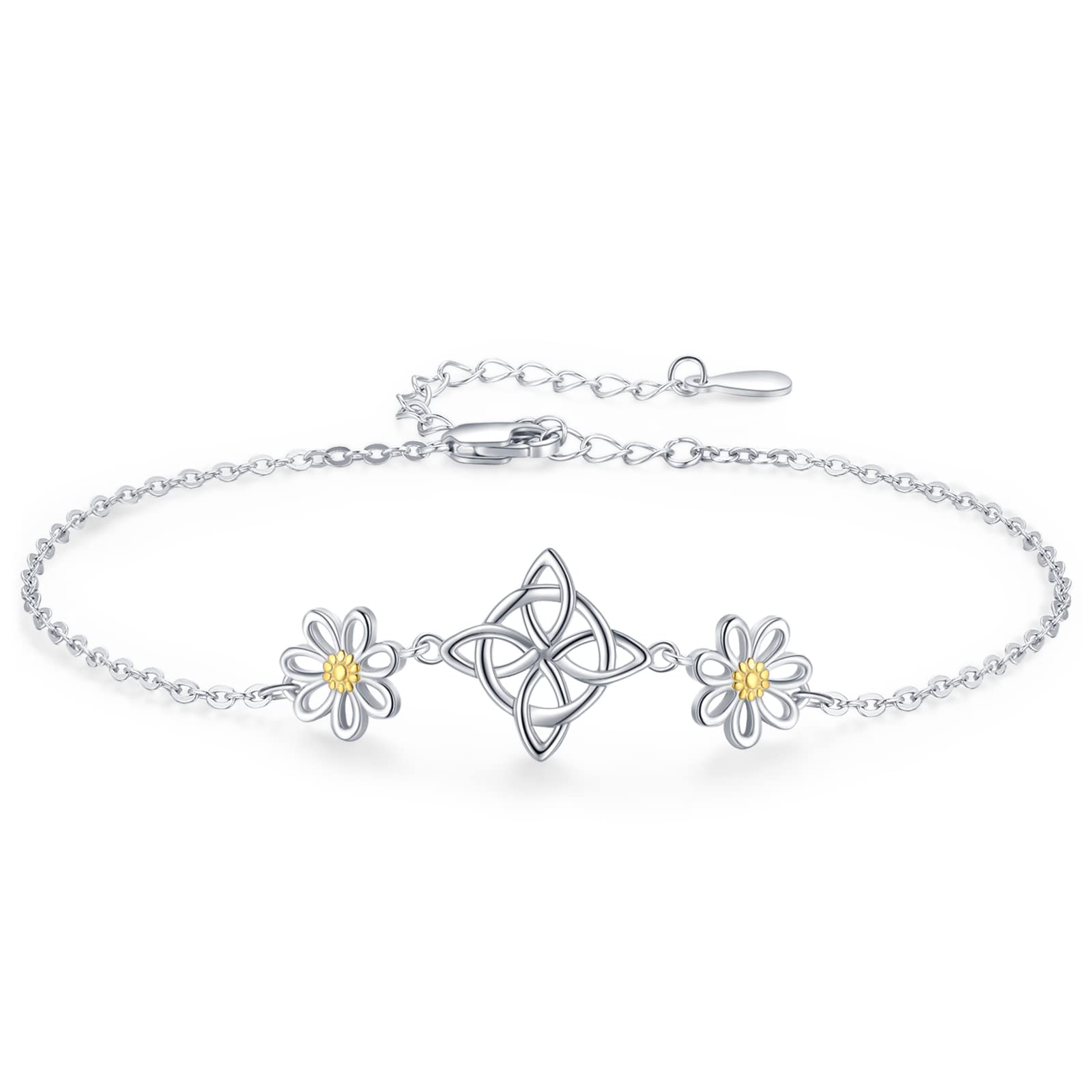 Celtic Knot Bracelets for Women - 925 Sterling Silver Triquetra Trinity Knot Adjustable Moonstone Jewelry | Irish Jewelry Gifts for Women & Girls | Perfect for St. Patrick's Day, Weddings & Spiritual Occasions
