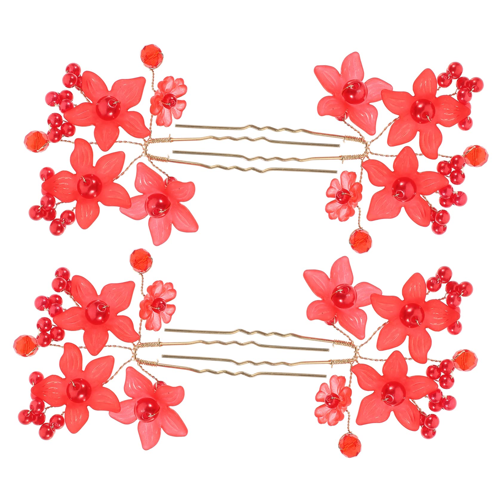 Beavorty 2 Sets Hair Sticks for Women & Girls - Floral Hair Forks, Hair Pins for Buns & Updos - Classic Design (4pcs x 2) - Perfect for Weddings, Parties & Everyday Elegant Hairstyles