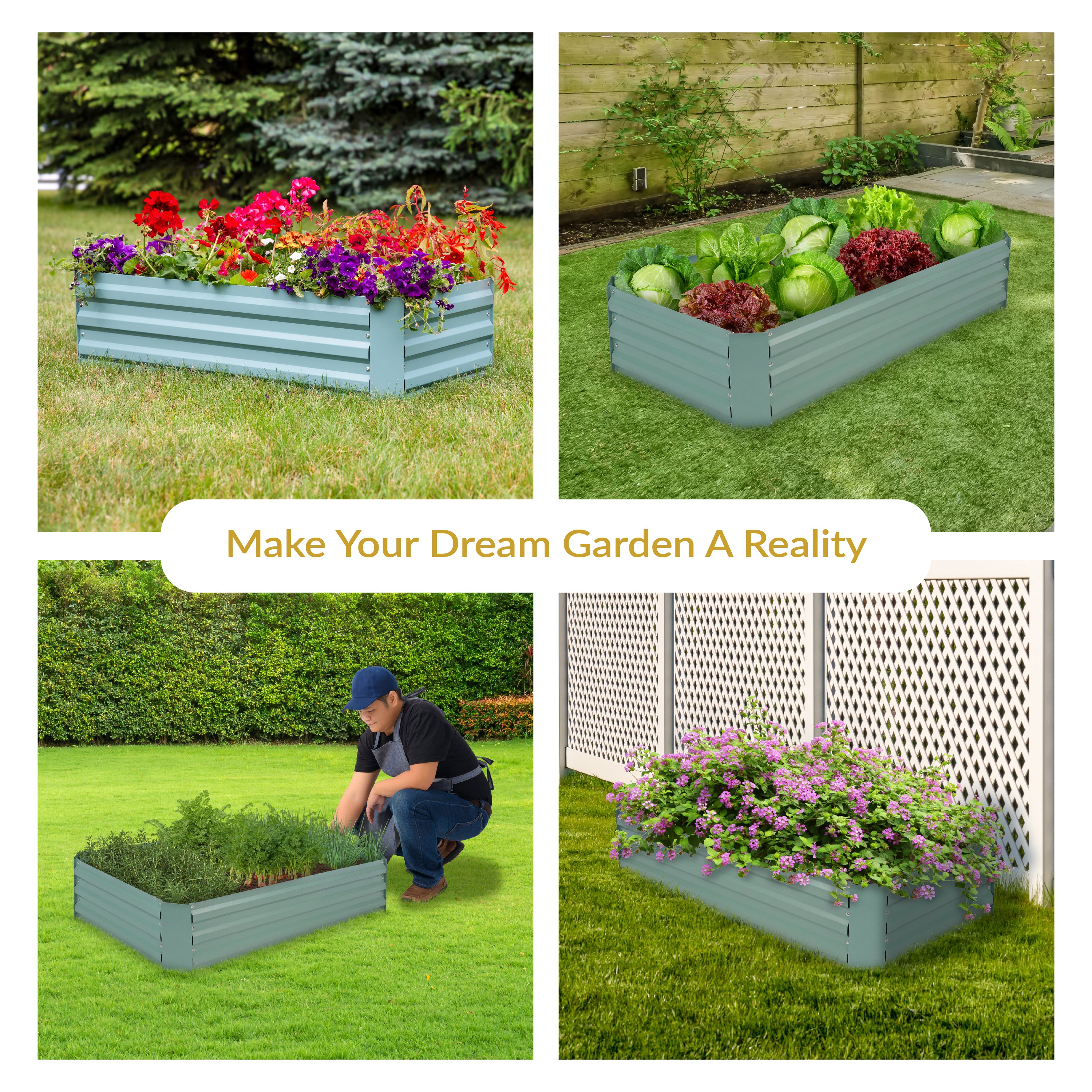 Galvanized Steel Raised Garden Bed Kit - 8x4x1ft Outdoor Planter Box for Vegetables, Herbs & Flowers - Durable Metal Garden Beds for Backyard, Patio & Urban Gardening