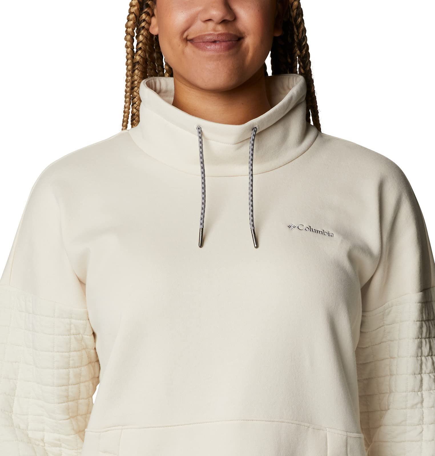 Columbia Women's Sunday Summit Oversized Funnel Neck Fleece Jacket - Chalk (Medium) | Warm Winter Outerwear for Hiking, Camping & Outdoor Adventures
