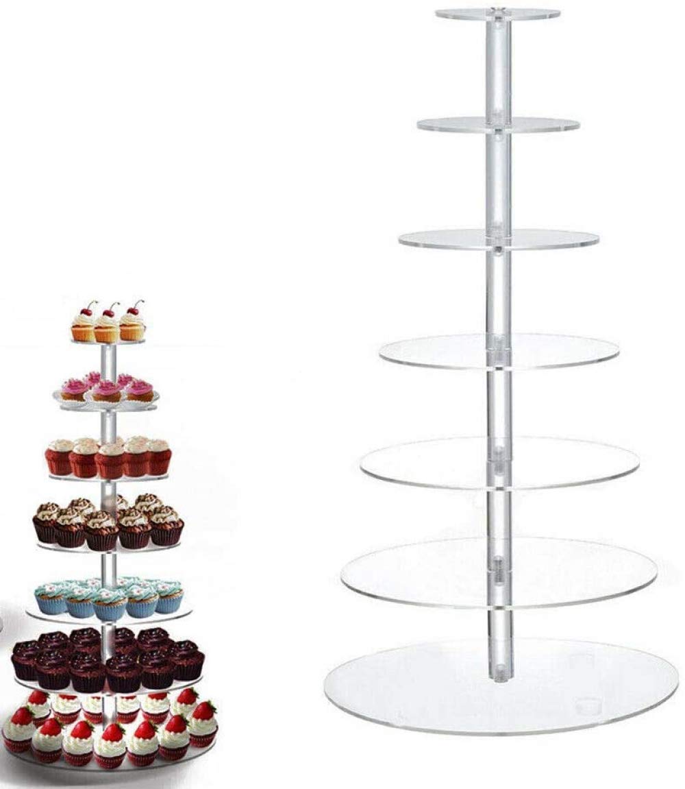 7 Tier Acrylic Cupcake Stand - Elegant Wedding Cake Display for Desserts, Birthday Parties & Special Events