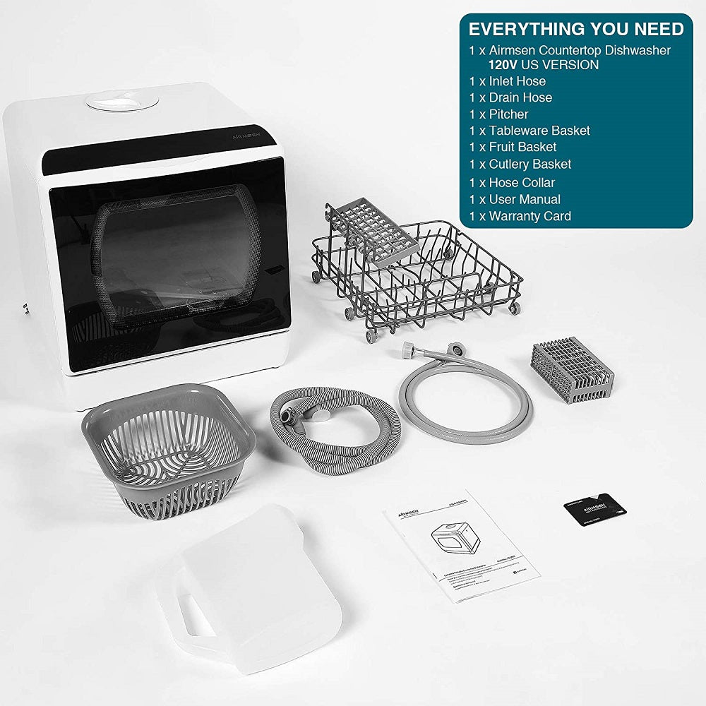 Portable Countertop Dishwasher with 5L Built-in Water Tank - Compact & Energy Efficient for Small Kitchens, Apartments, RVs, and Dorms