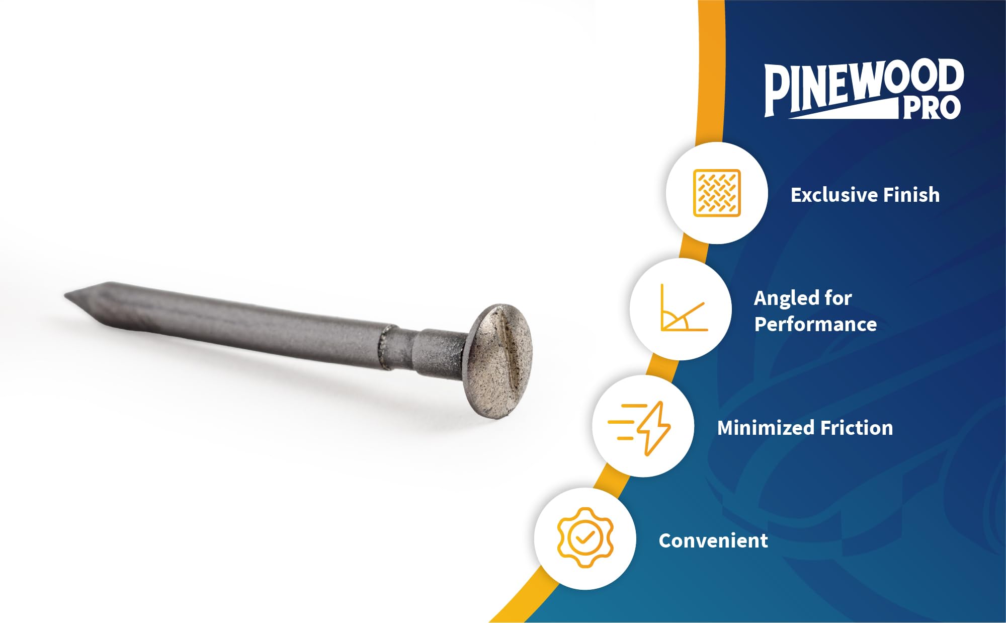 Pinewood Pro PRO Bent 1.5 Degree Steering Axle - Graphite Coated, Nickel Plated with Easy Turn Screw Slot | Reduces Wheel Wobble & Friction for Peak Performance | Perfect for Pinewood Derby Cars & Model Racing