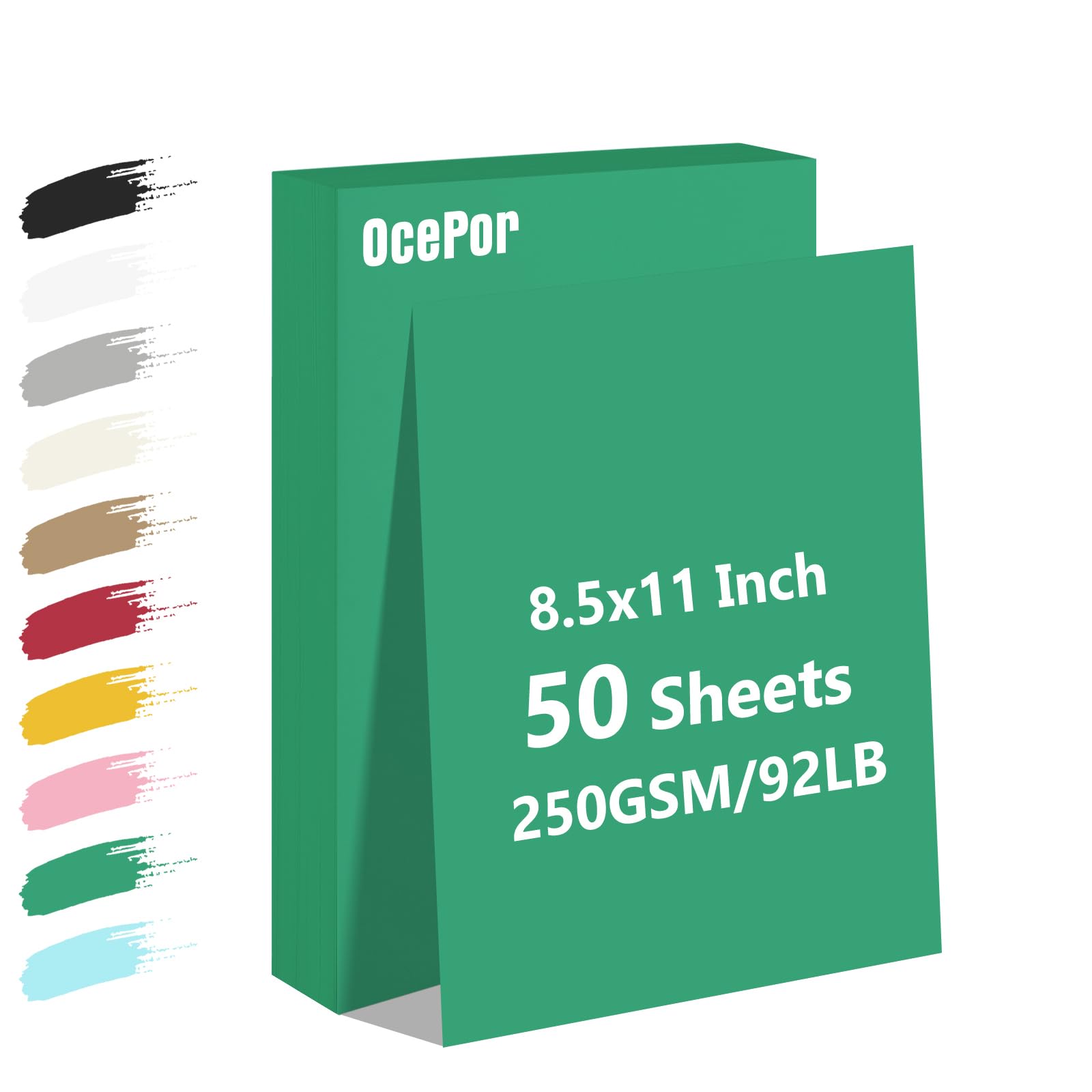 50 Sheets Christmas Green Cardstock Paper - 8.5 x 11 Inch Thick Construction Paper (92 lb/250gsm) for Crafting, Scrapbooking, Office Printing, Invitations & Certificates | Perfect for Holiday DIY Projects, School Crafts & Professional Documents