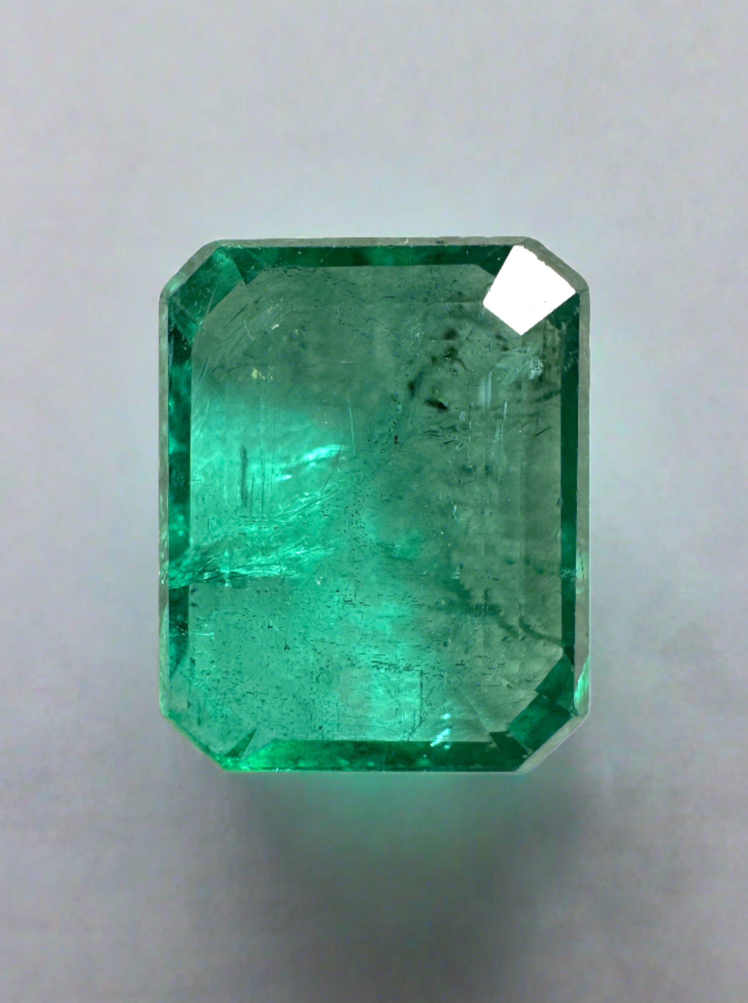 5.16 Carat 11.5x9mm Bluish Green Natural Loose Zambian Emerald Cut Gemstone for Jewelry Making, Engagement Rings & Luxury Gifts