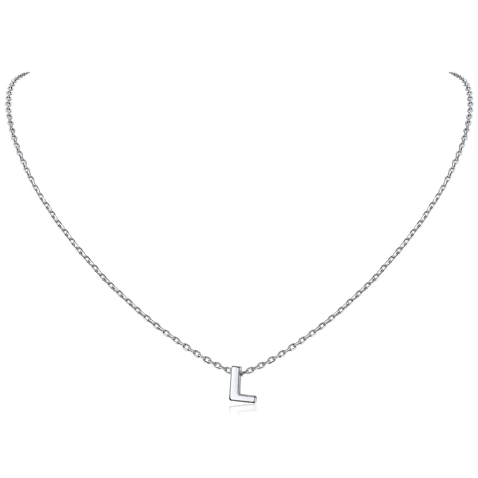 ChicSilver 925 Sterling Silver Initial Necklace for Women - Personalized Dainty Letter Pendant Jewelry with Gift Box | Elegant Everyday Wear, Birthday Gift for Her, Anniversary Present
