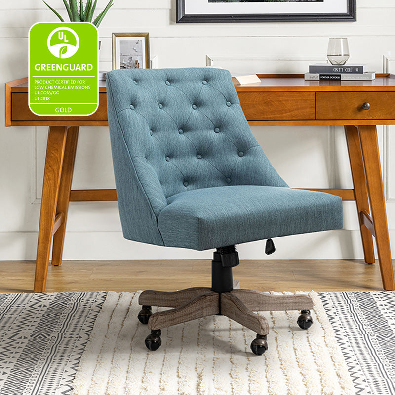 Estelle Upholstered Tufted Office Chair - Ergonomic Desk Chair with Lumbar Support for Home & Office Workspace | Comfortable Computer Chair for Long Hours Sitting
