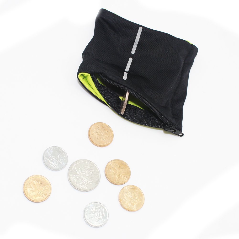 Boshiho Unisex Zippered Wristband Pouch - Runner's Wrist Wallet with Secure Pocket for Jogging, Hiking & Travel - Reversible Sports Money Holder for Cash, Cards & Keys