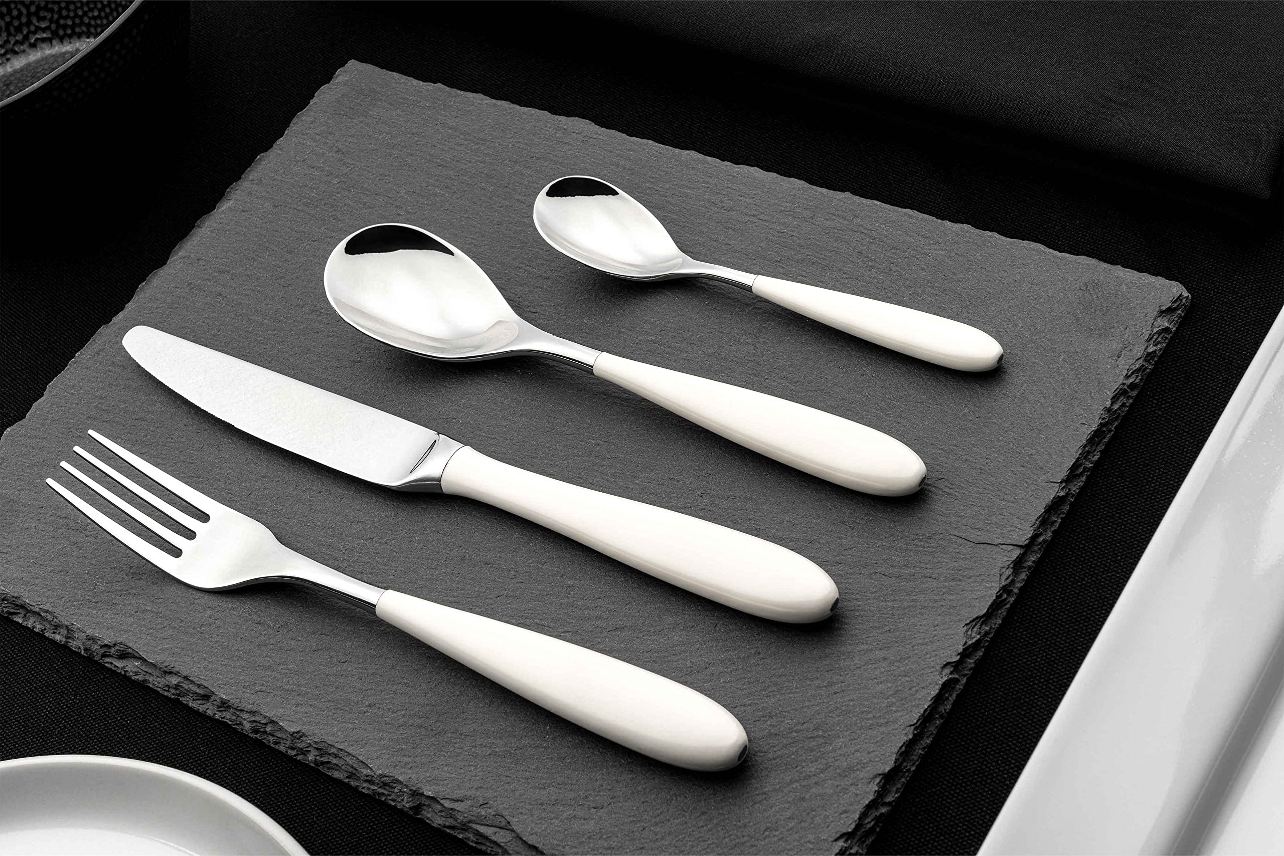 Rockingham Forge Stainless Steel Dessert Knives Set of 2 - Elegant White Handle - Perfect for Cake, Pastry & Dessert Serving - Wedding, Party & Afternoon Tea Cutlery