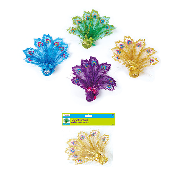 8/20Cm Glitter Peacock Decorations - 4 Vibrant Colors for Home, Party & Wedding Decor