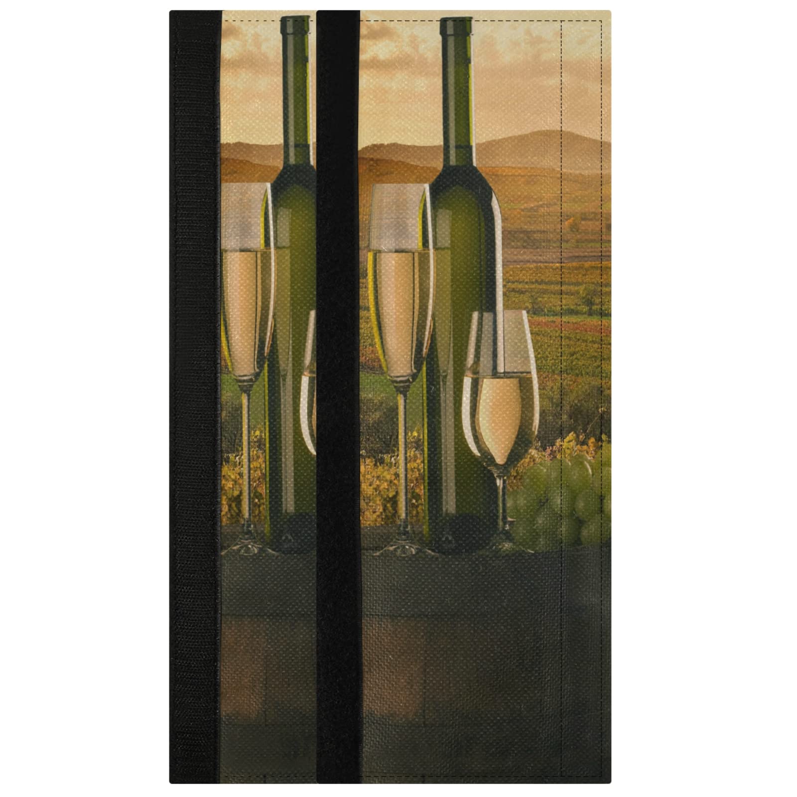 Oarencol White Wine Glasses Refrigerator Door Handle Covers - Set of 2 Grape Vineyard Wooden Keg Sunset Kitchen Decor for Fridge, Oven & Dishwasher - Perfect for Wine Lovers, Kitchen Upgrade & Home Decor