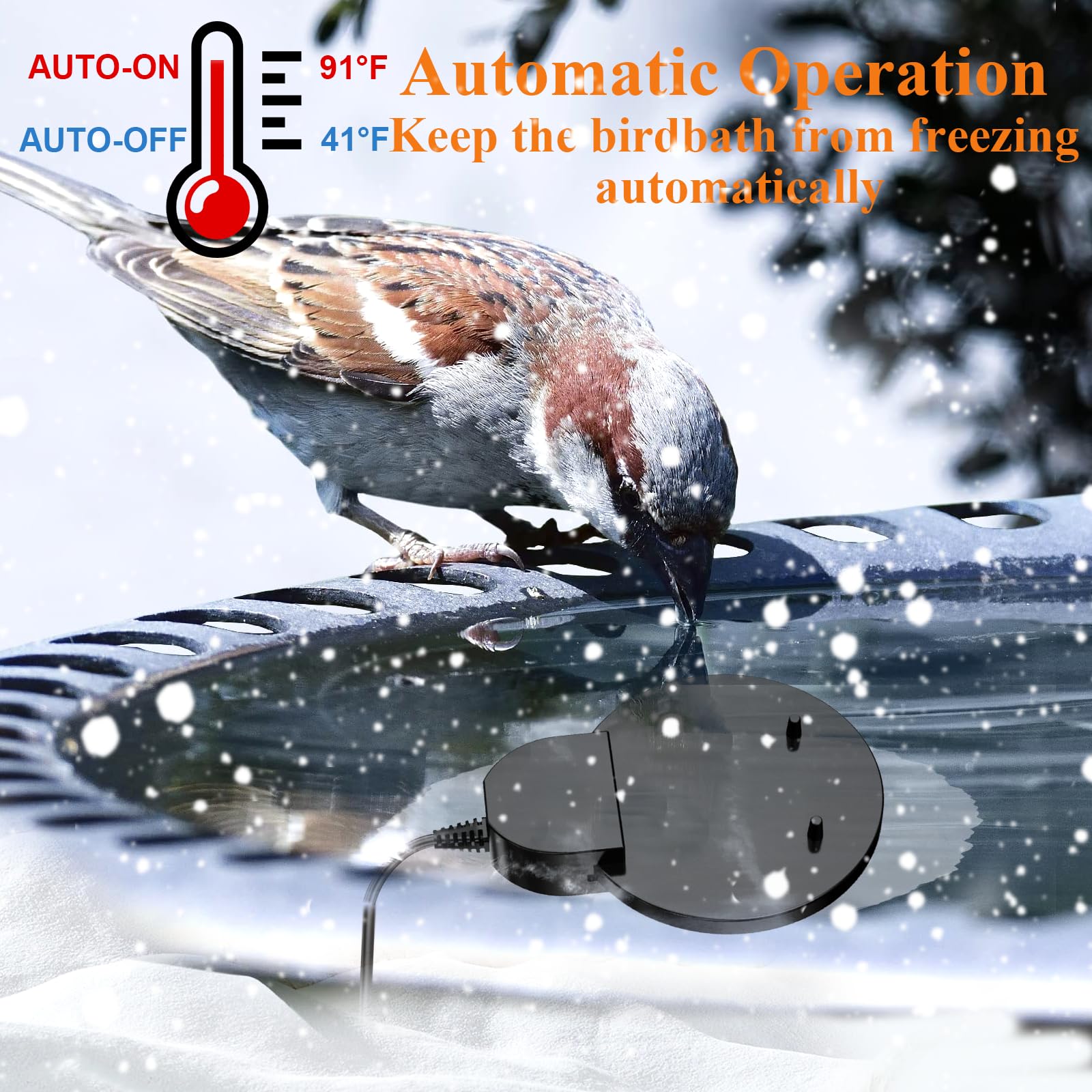 Upgraded Cast Aluminum Bird Bath Heater & Chicken Water Warmer - 150W Submersible Pond Deicer with 9.8FT Waterproof Cord, Teflon Coating & Thermostat Control - Perfect for Winter Bird Baths, Poultry Water Troughs & Small Garden Ponds