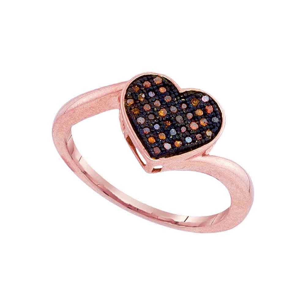 Brandy Diamond® 10k Rose Gold Chocolate Brown Diamond Heart Ring - 1/10 CTW Genuine Diamond Jewelry for Women, Romantic Gift for Anniversary, Valentine's Day & Special Occasions