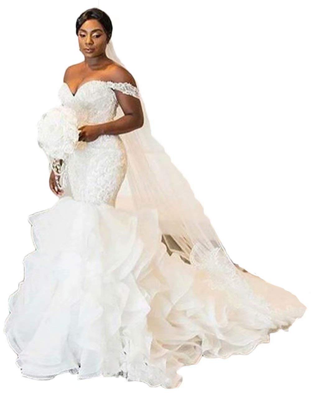 Elegant Off The Shoulder Mermaid Wedding Dress with Beaded Sweetheart Neckline - Perfect for Brides, Beach Weddings & Romantic Ceremonies