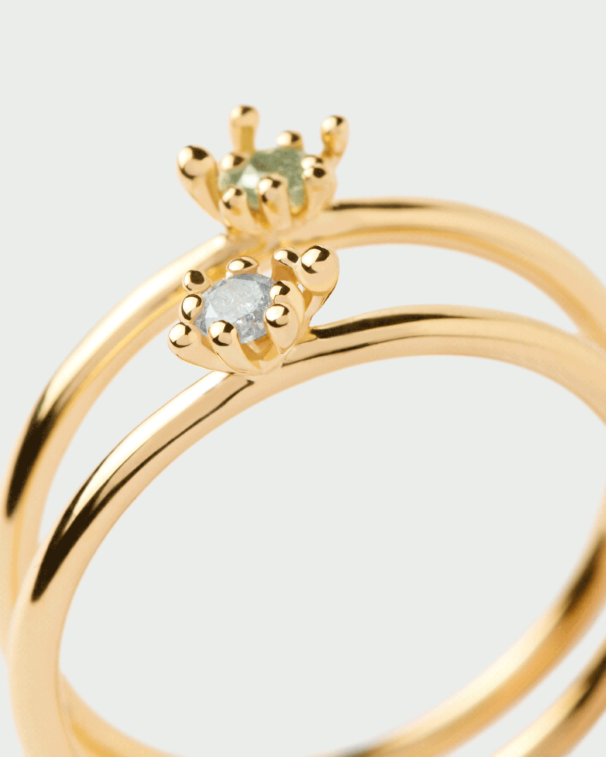 GRID Les Fleurs Ring Set - Elegant Floral Stackable Rings for Women, 14K Gold Plated, Minimalist Dainty Jewelry | Perfect for Everyday Wear, Gifts, and Special Occasions