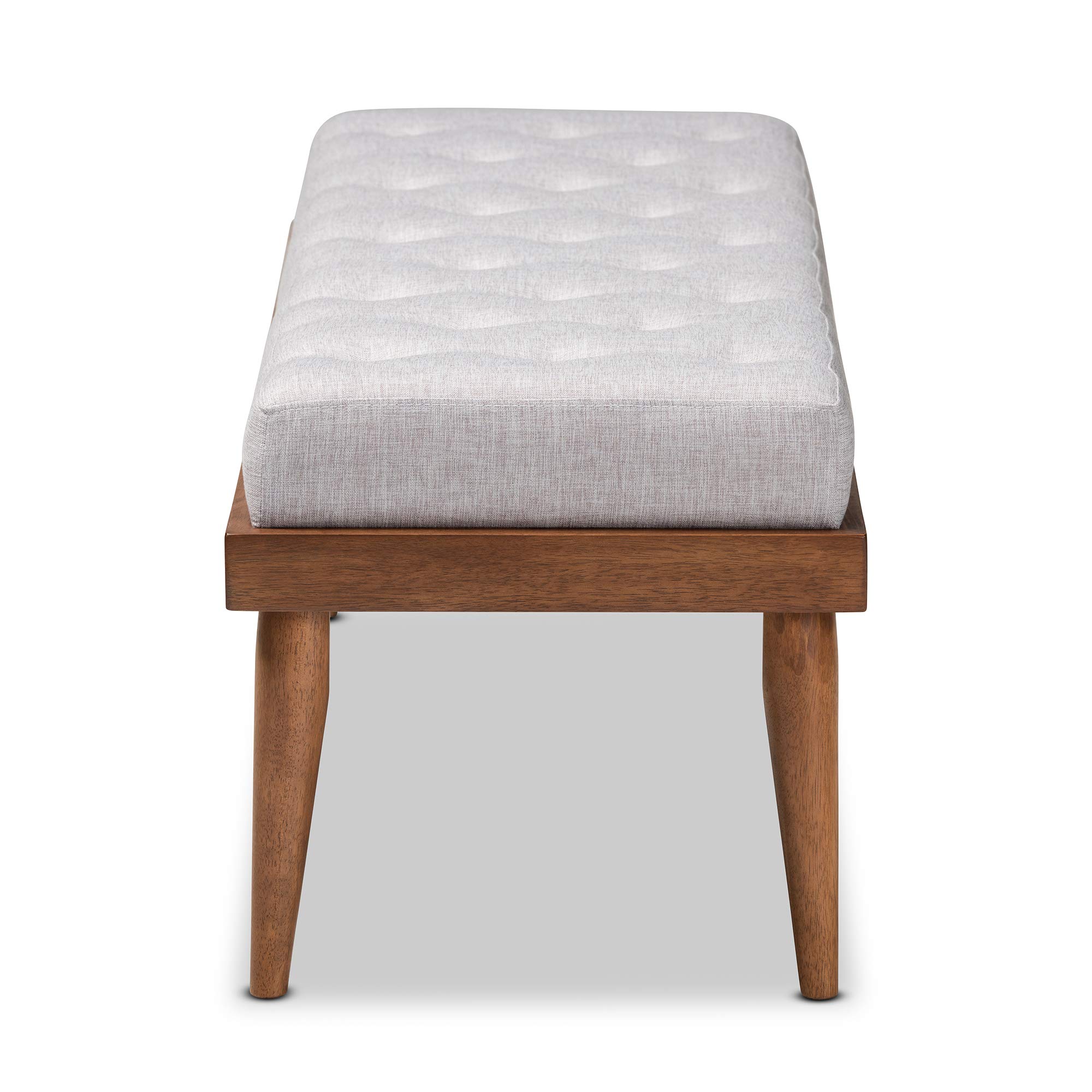 Baxton Studio Modern Wooden Bench with Walnut Finish - Stylish Grayish Beige Upholstered Seat - Perfect for Entryway, Bedroom or Living Room Furniture