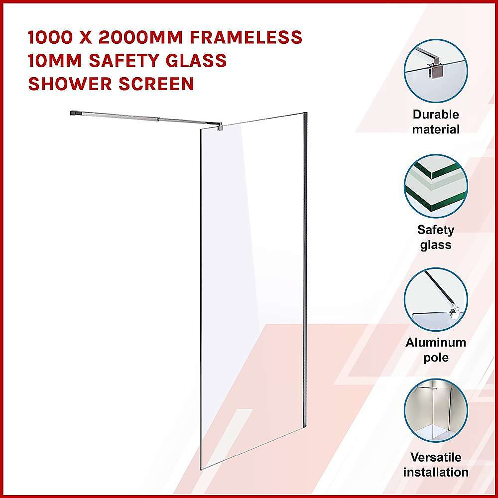 10mm Frameless Safety Glass Shower Screen 39