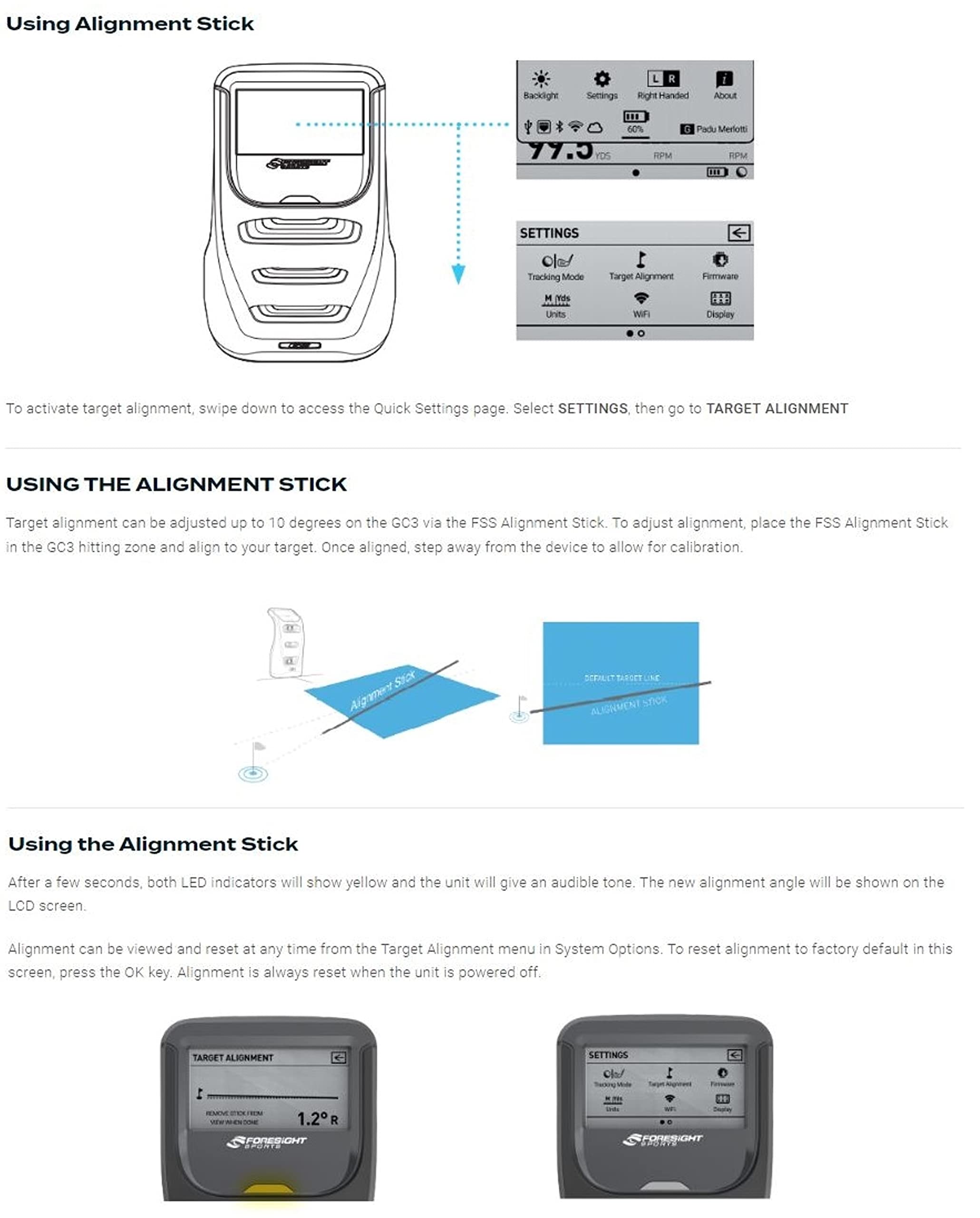 GCQuad & GC3 Golf Launch Monitor Alignment Stick - Perfect for Indoor/Outdoor Practice, Driving Range & Tournament Play