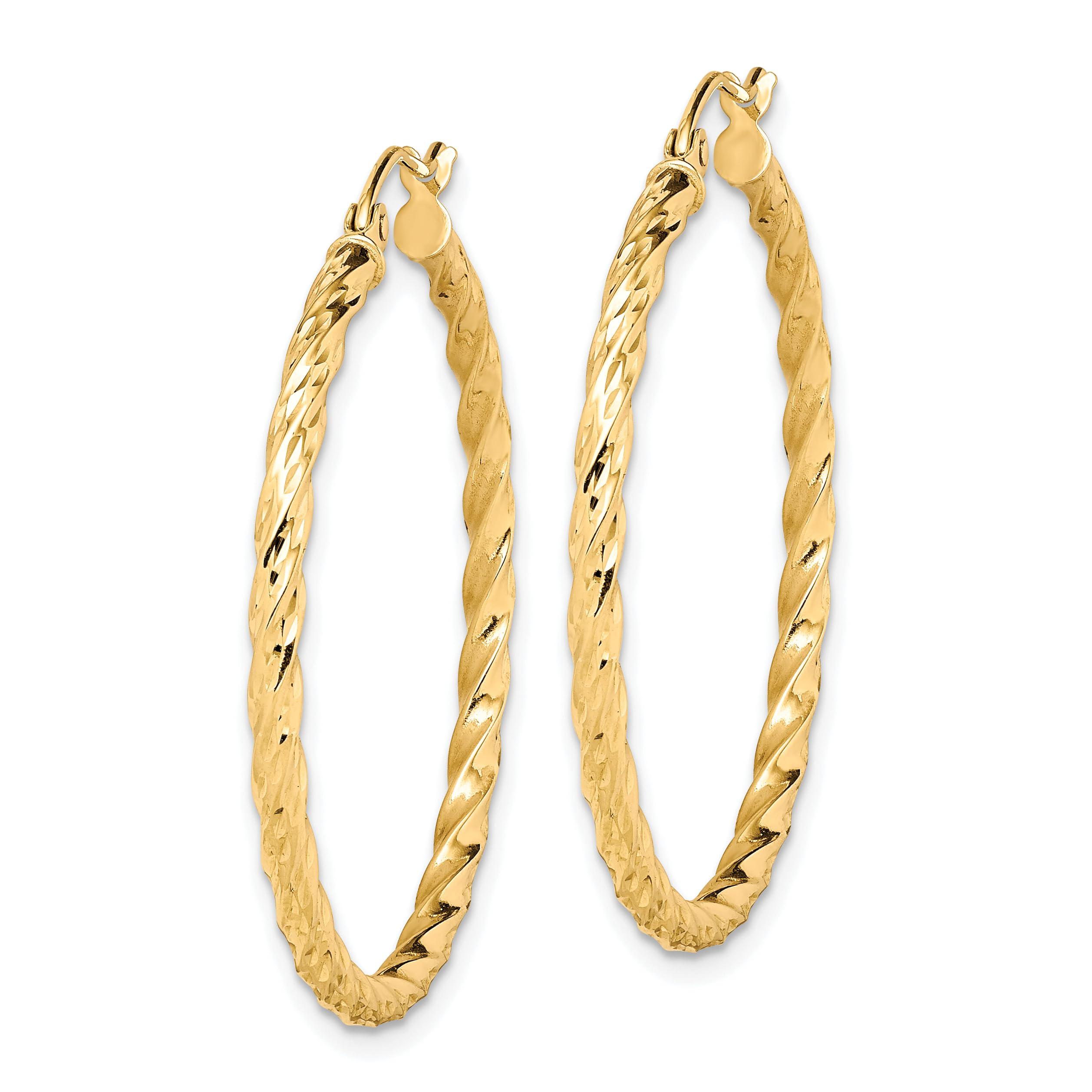 10K Solid Yellow Gold Twisted 35mm Large Hoop Earrings for Women | Classic Dainty Everyday Jewelry | Perfect for Parties, Weddings & Office Wear