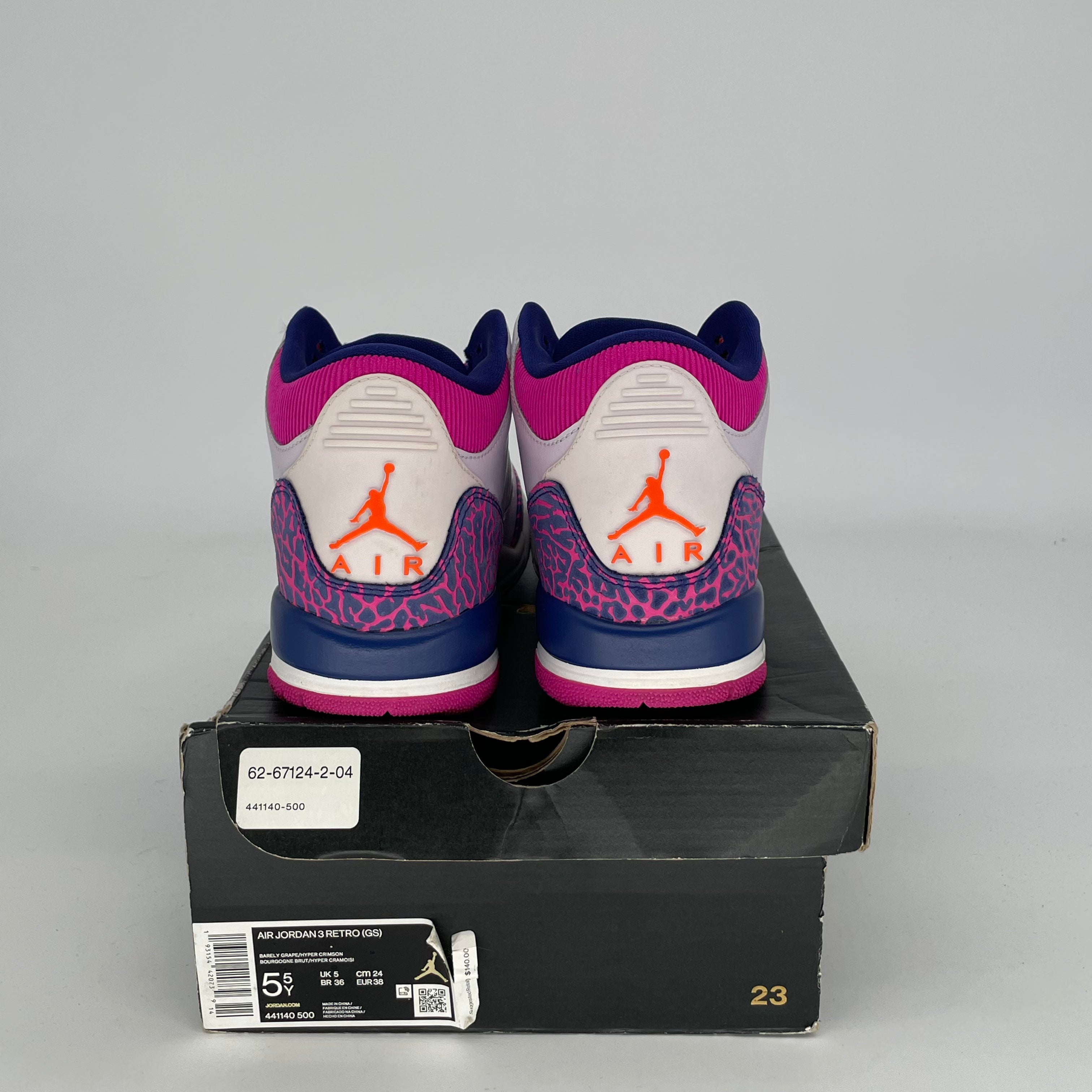 AIR JORDAN 3 BARELY GRAPE Women's Sneakers Size 5.5/7W - Retro Basketball Shoes Style 441140-500 | Perfect for Streetwear, Casual Outfits & Sneaker Collectors