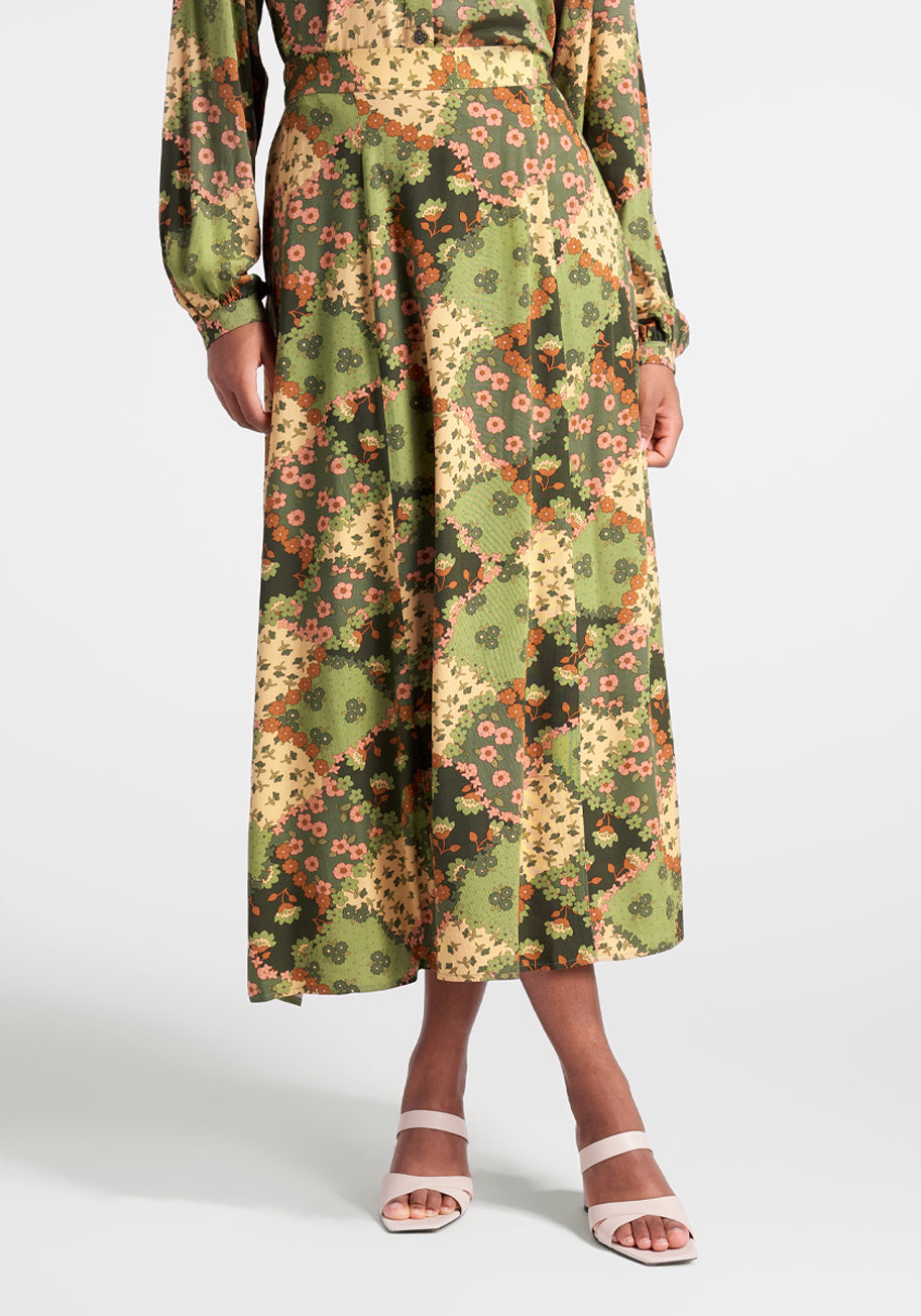 Garden Plot Twist Midi Skirt - Floral Print A-Line Skirt for Women | Perfect for Spring Outfits, Garden Parties & Casual Wear