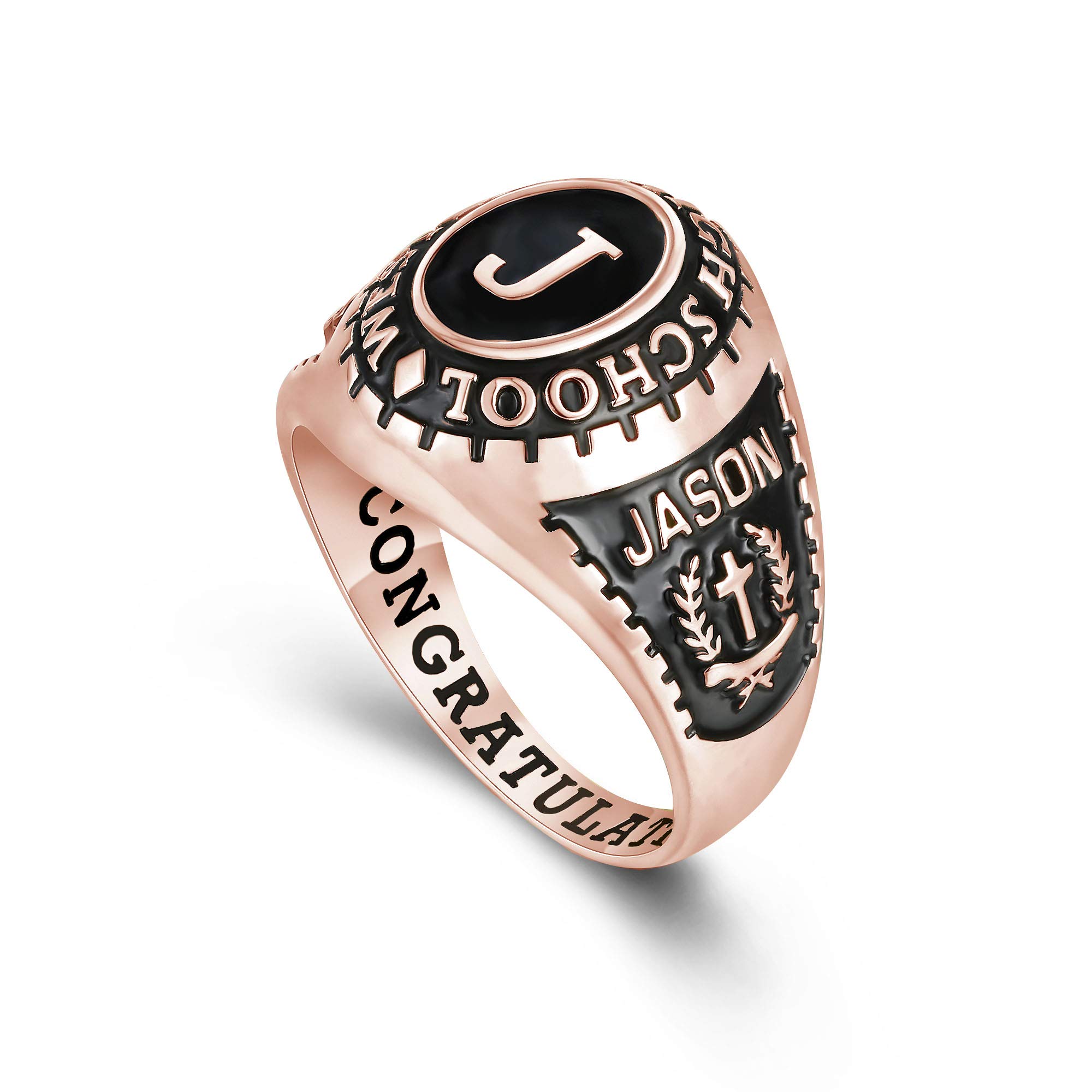 Premium Custom Class Rings for Men – 925 Sterling Silver & 10KT Gold High School College Graduation Rings – Personalized Initial Collection – Authentic USA-Made PJM Mementos – Perfect Graduation Gifts for Him, Senior Year Memories & Alumni Pride