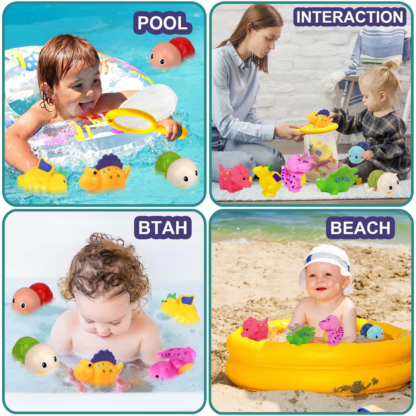 Mold-Free Baby Bath Toys for Toddlers 1-3 Years - Safe No-Hole Bathtub & Pool Toys for Infants 6-18 Months - Fun Water Table & Bath Time Essentials - Perfect Gift for 1 2 3 4 Year Old Boys & Girls - Ideal for Sensory Play, Early Learning & Splash Fun