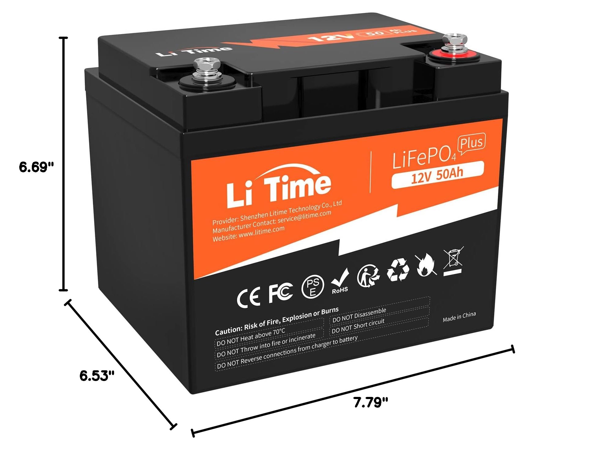 LiTime 12V 50Ah LiFePO4 Deep Cycle Battery with 14.6V 10A Smart Charger | 50A BMS, 4000+ Cycles, 10-Year Lifespan | for Marine, RV, Solar, Trolling Motor, Off-Grid & Camping Power Supply