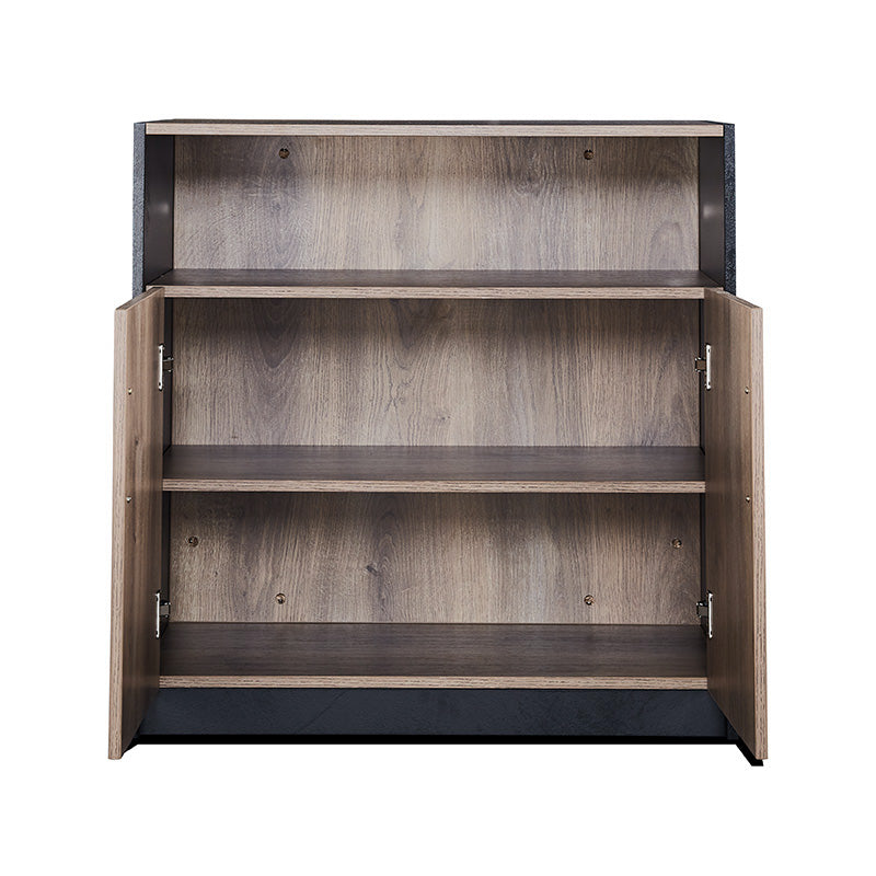 ARTO 80cm Warm Oak & Black Credenza Cabinet - Modern TV Stand, Storage Console for Living Room, Bedroom, or Office
