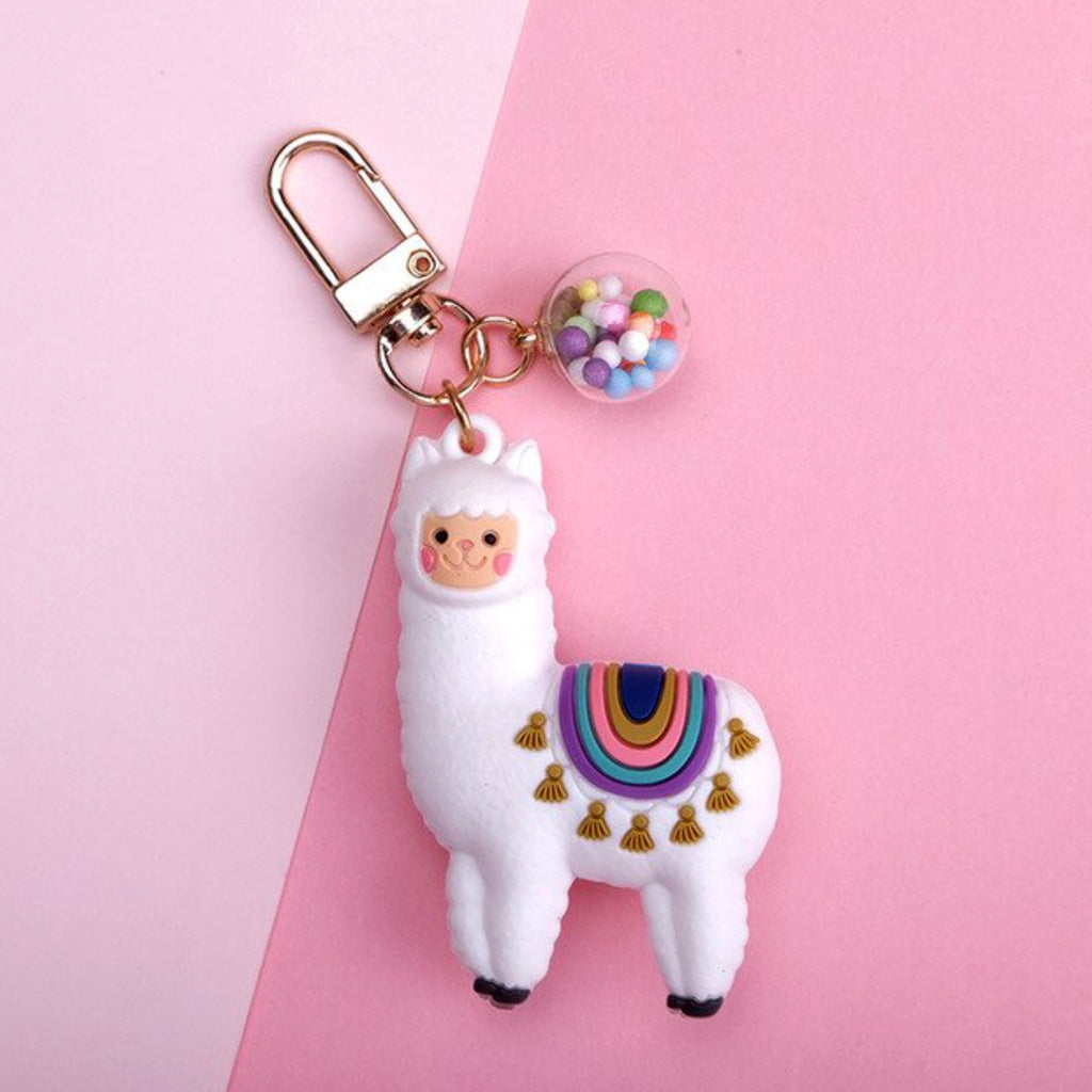 Fun Cartoon Llama Gumball Keychain - Cute Animal Key Ring for Backpacks, Purses & Gifts - Perfect for Kids, Teens and Llama Lovers