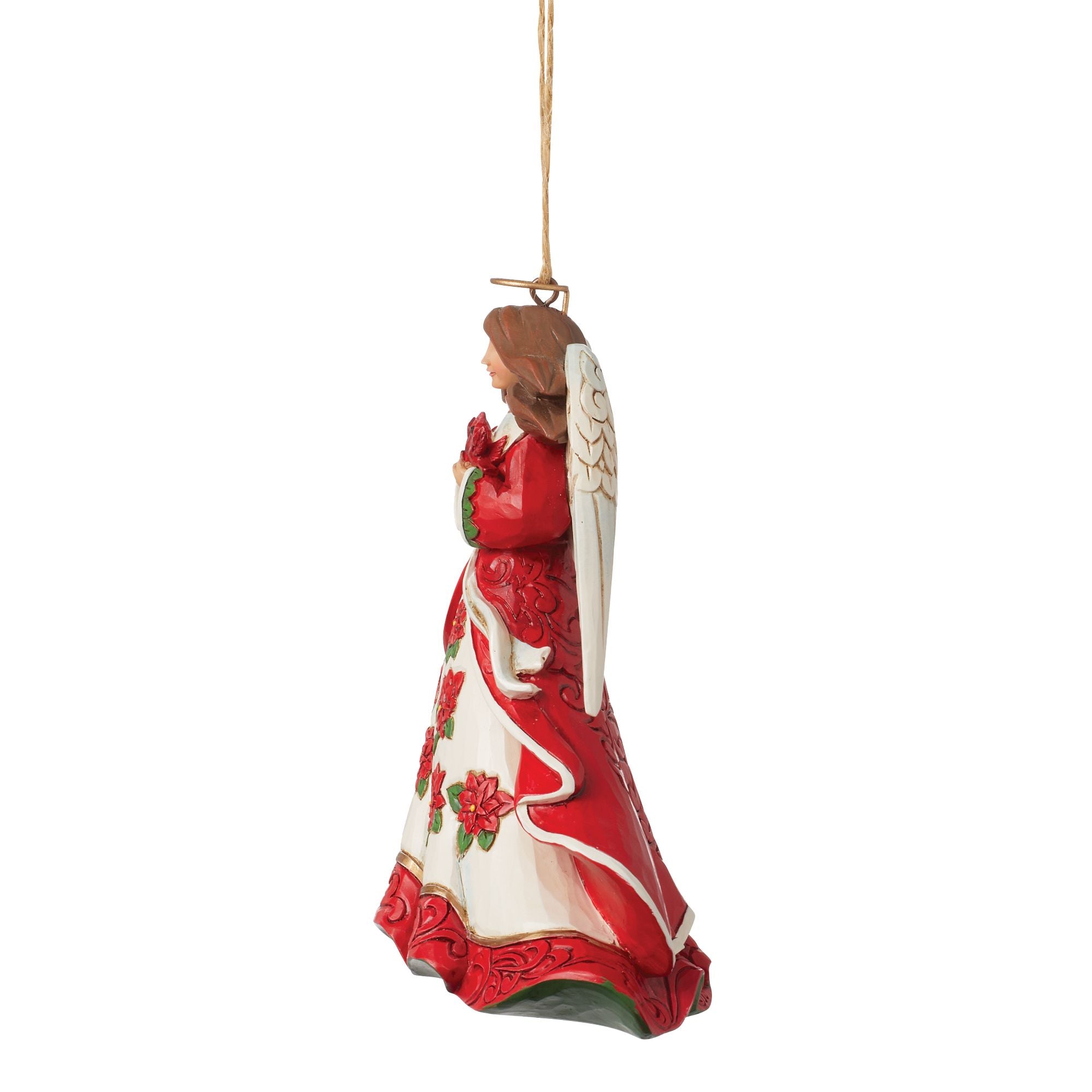 Red Angel with Cardinals Christmas Ornament - Handmade Holiday Decor for Tree, Gift, and Home Decoration