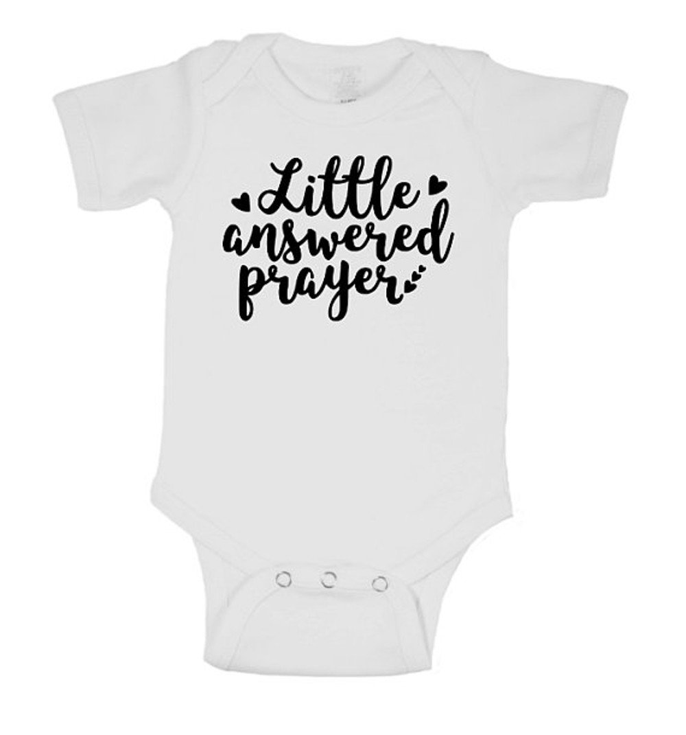 Jenuine Crafts Little Answered Prayer Baby Bodysuit - Soft Cotton Infant Onesie for Boys & Girls - Perfect for Baptism, Church, and Family Gatherings