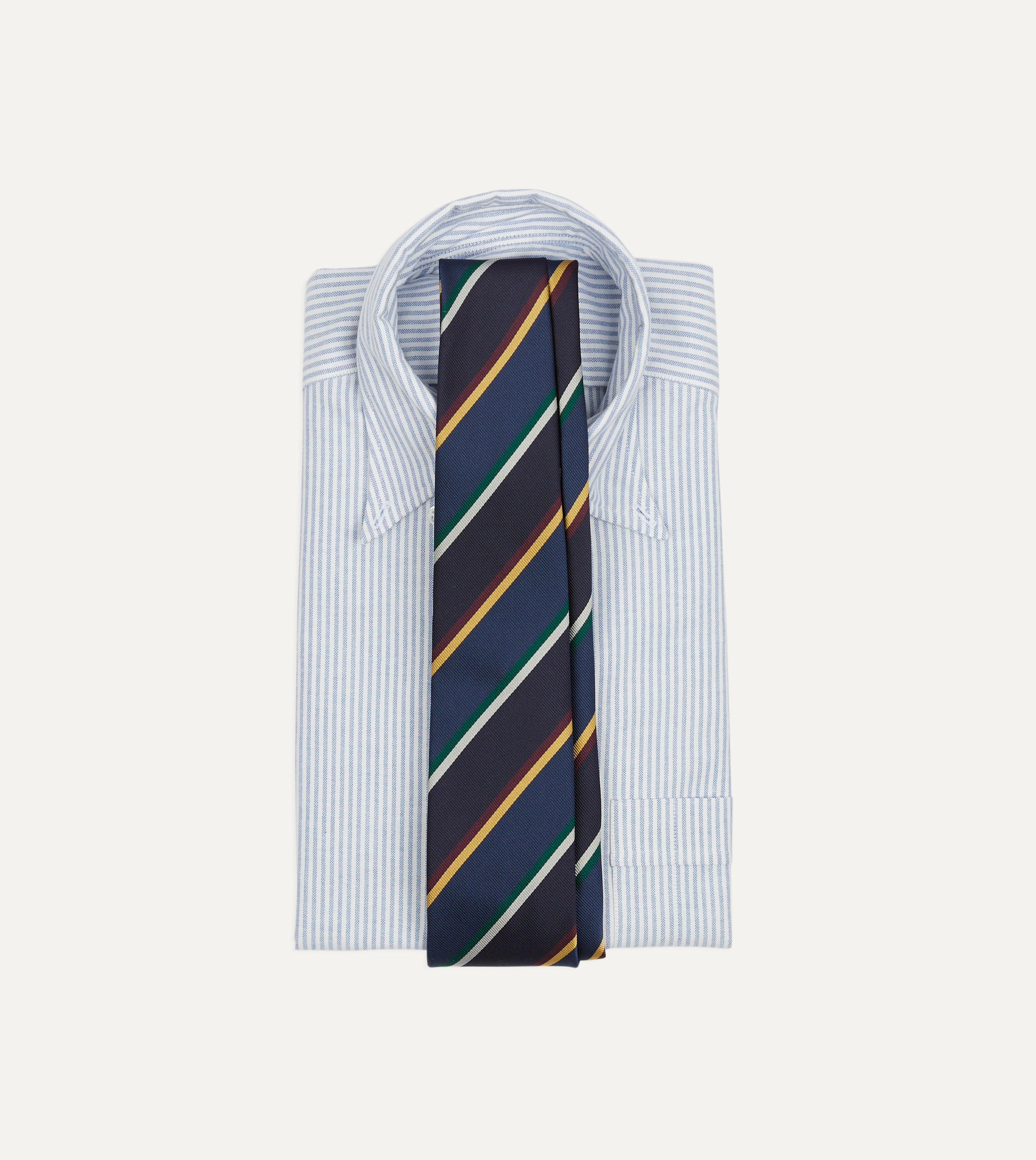 Navy Blue Red Multi Stripe Silk Tipped Necktie for Men - Elegant Formal Tie for Business, Weddings & Special Occasions