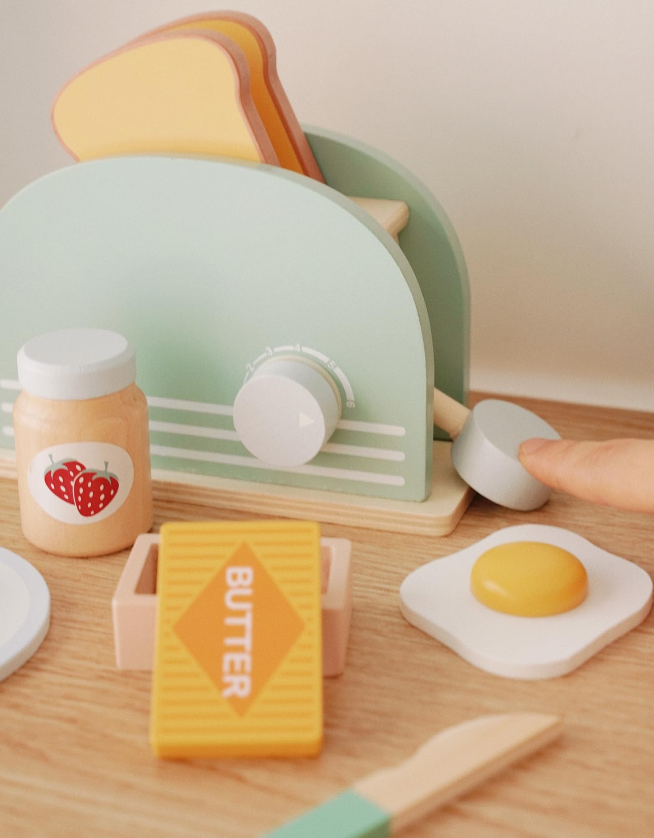 Wooden Pop-Up Toaster Toy Set for Kids - Pretend Play Bread Maker & Kitchen Accessories - Montessori Learning Toys for Toddlers (Girls & Boys) - Perfect for Role Play, Early Education & Imaginative Playtime