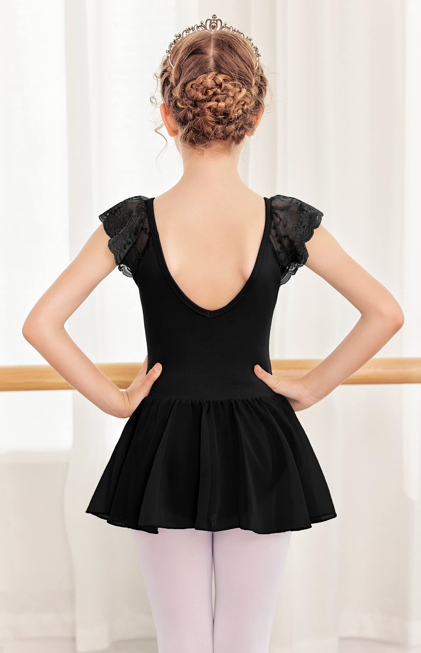 Zaclotre Ballet Leotards for Girls - Ruffle Sleeve Dance Leotard Toddler Ballerina Outfit Black - Perfect for Recitals, Classes & Performances